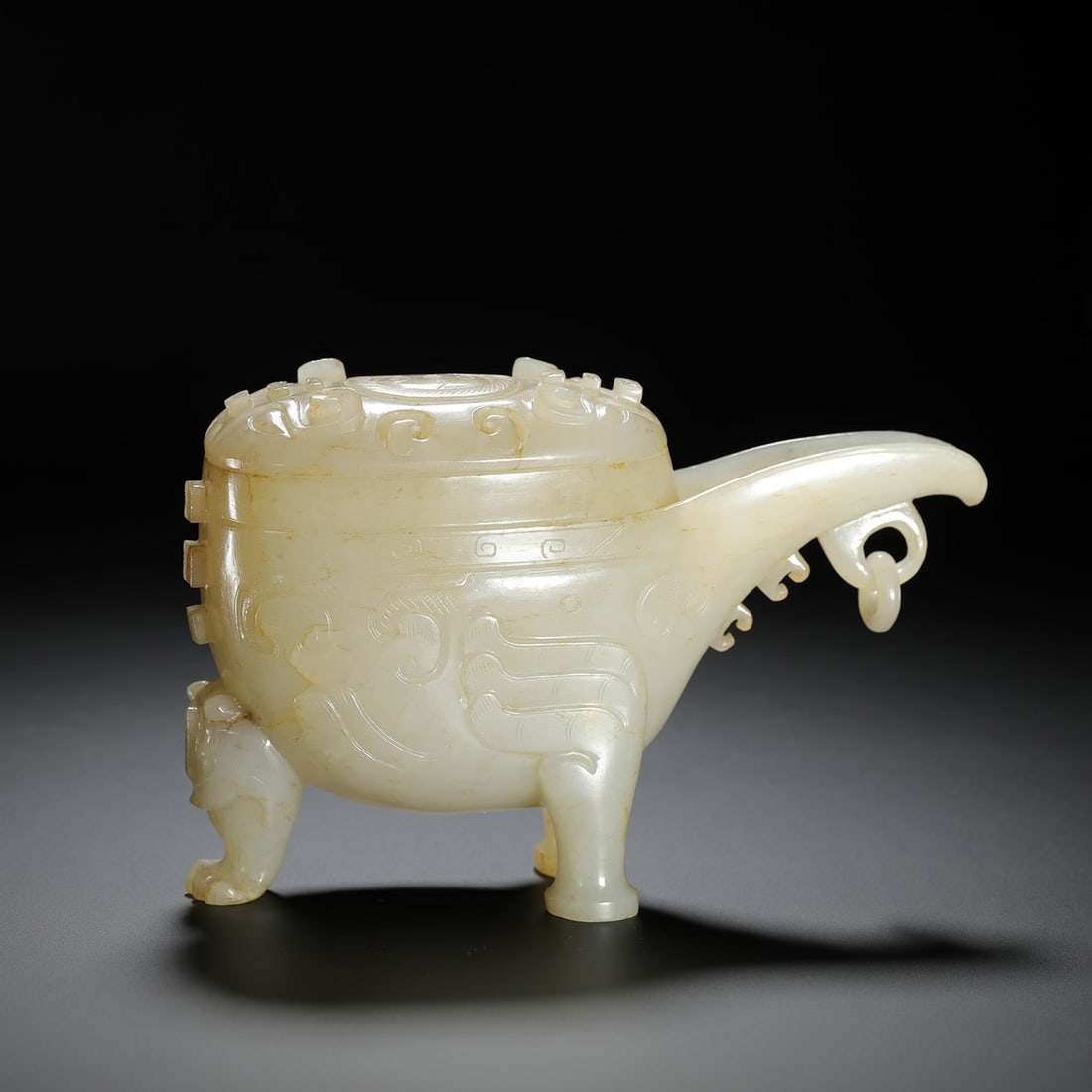 Carved Jade Cup: Carved Jade Cup Length:14cm Width:4cm Height:9cm