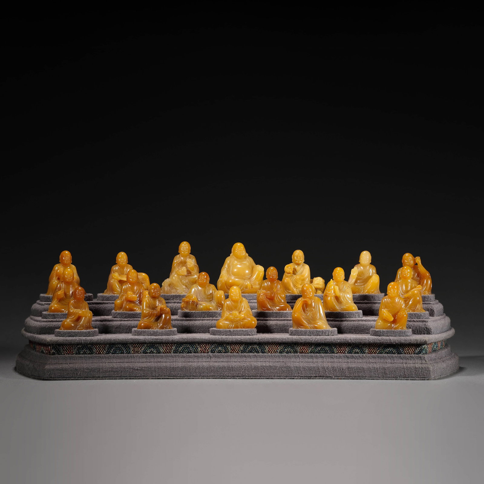 Tianhuang Stone Eighteen Arhats: Tianhuang Stone Eighteen Arhats Length:42cm, Width:13cm, Height:11cm,