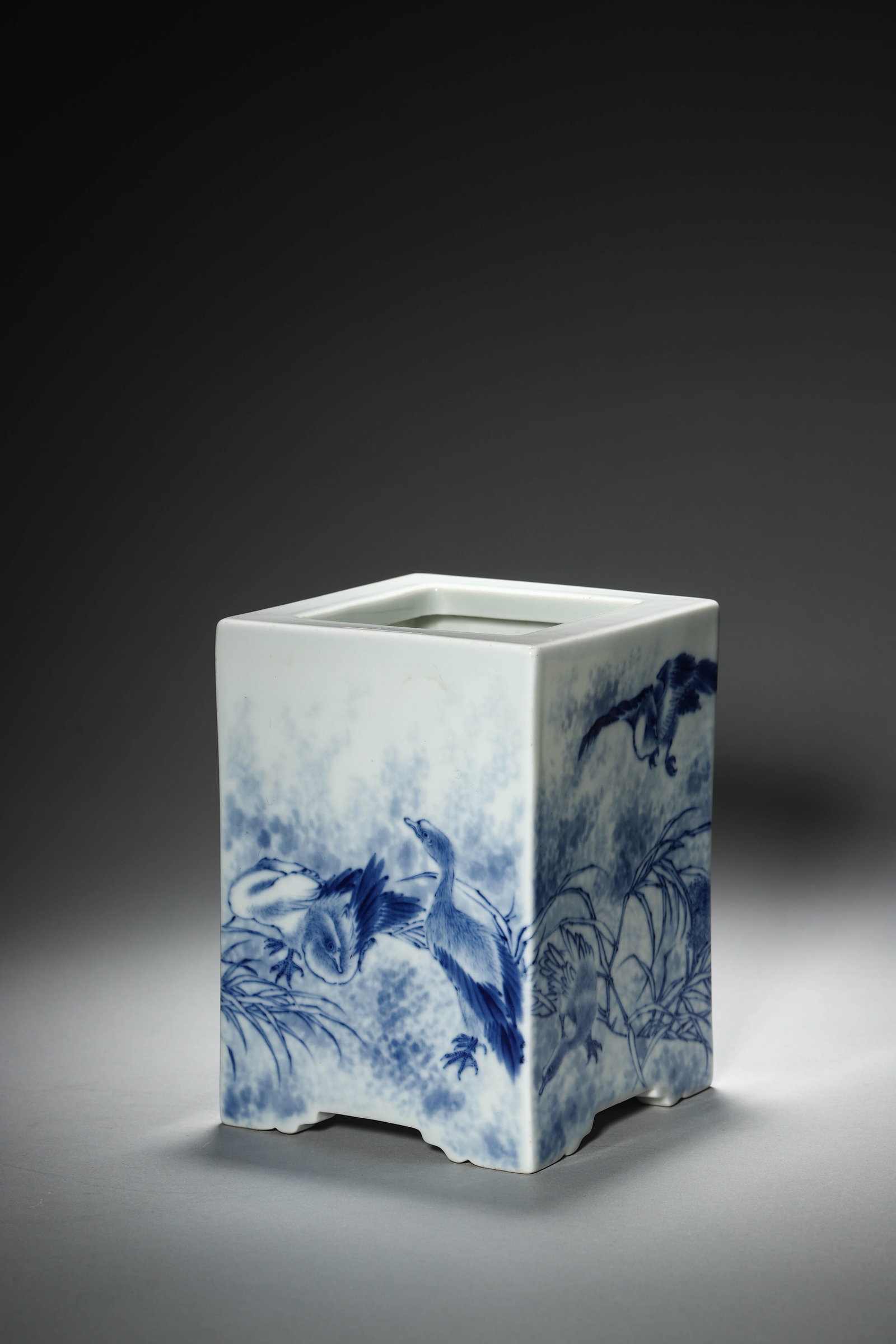 Blue-and-white Brushpot by Wang Bu - 3