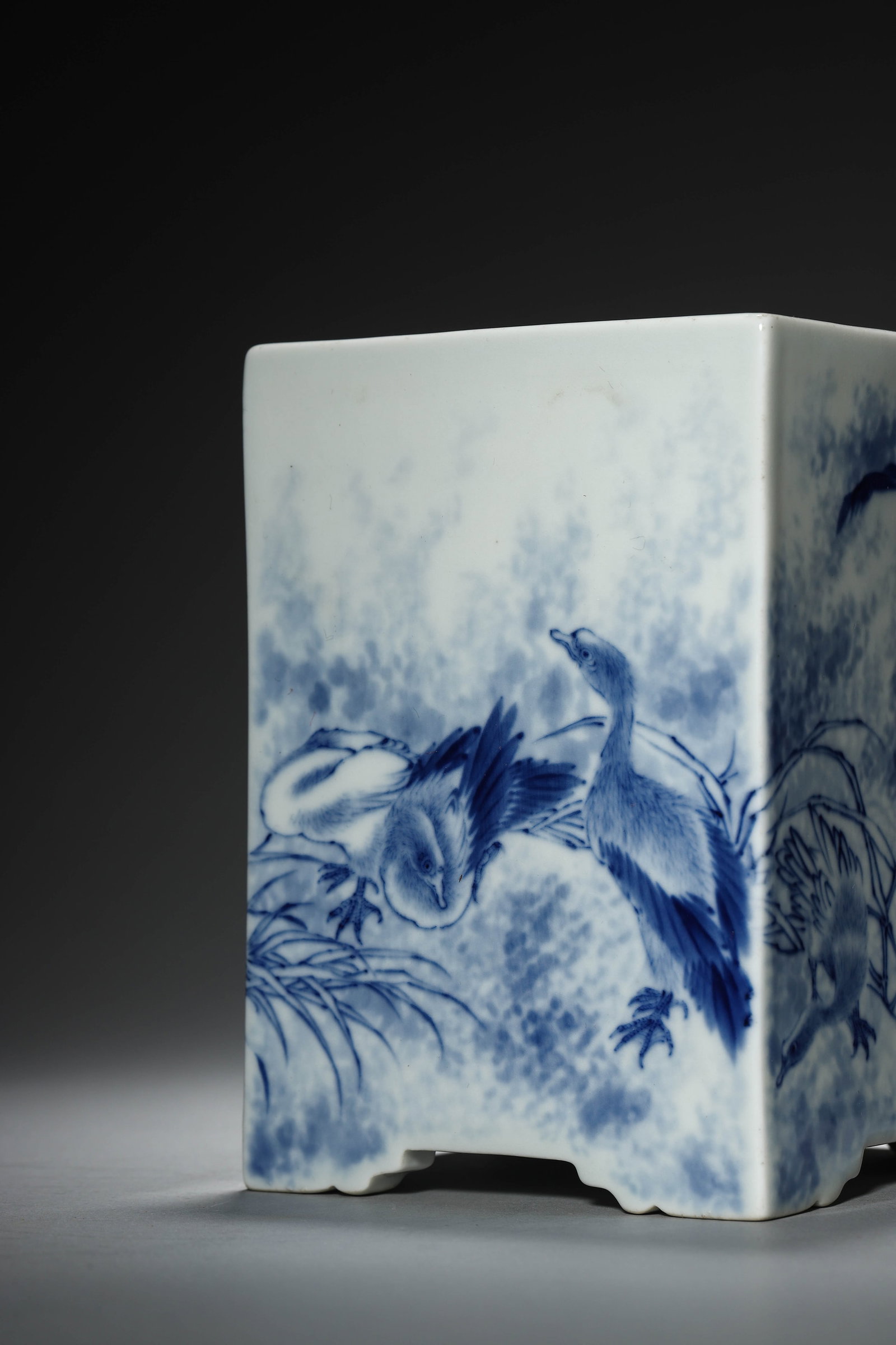 Blue-and-white Brushpot by Wang Bu - 4