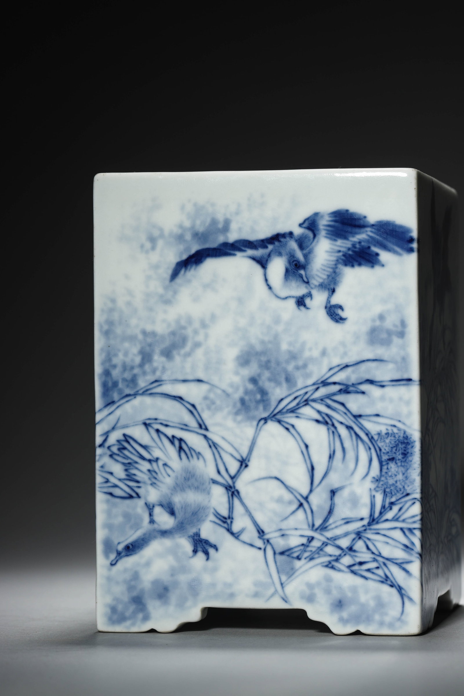 Blue-and-white Brushpot by Wang Bu - 5