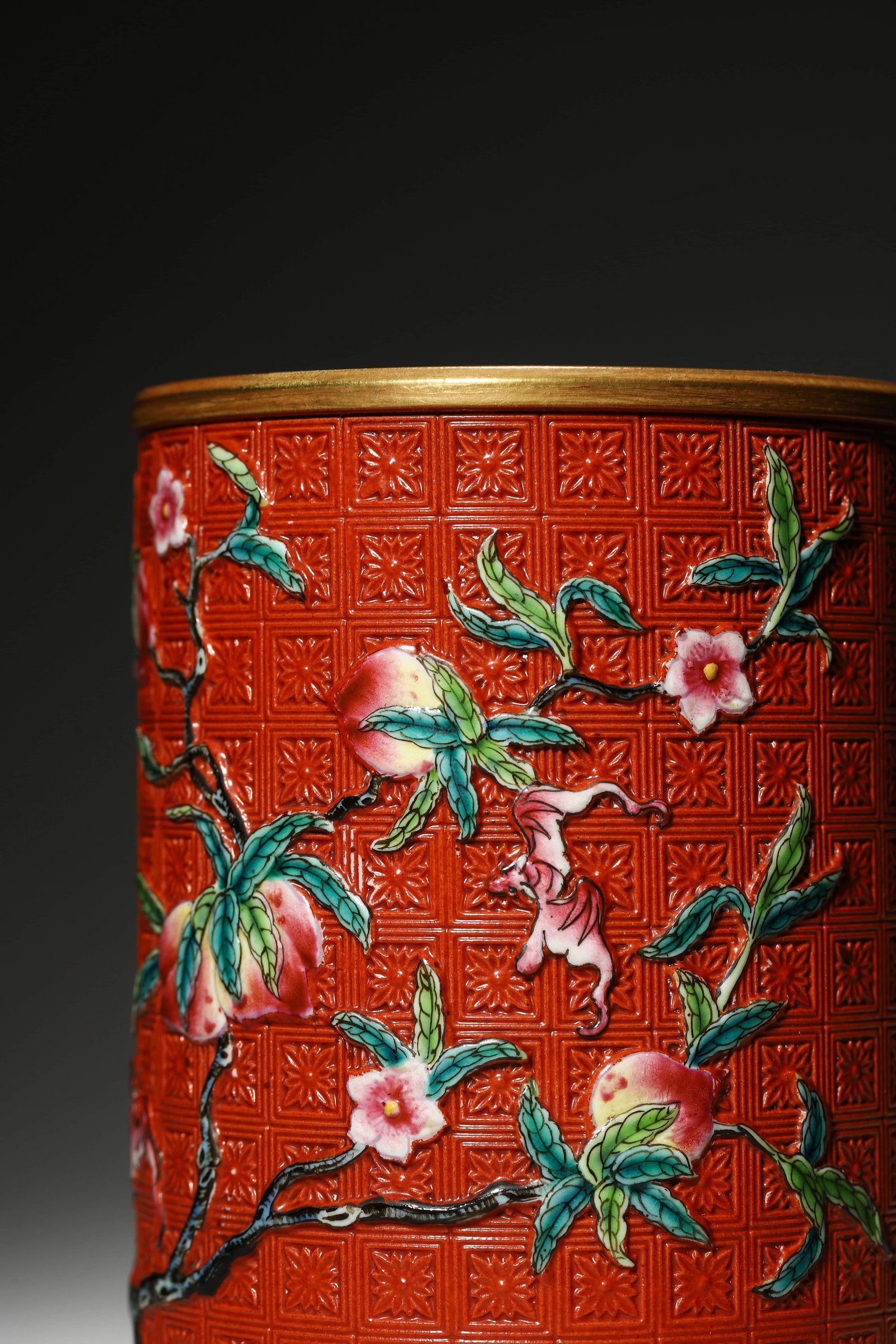 Lacquer Imitation Brush Pot - 4