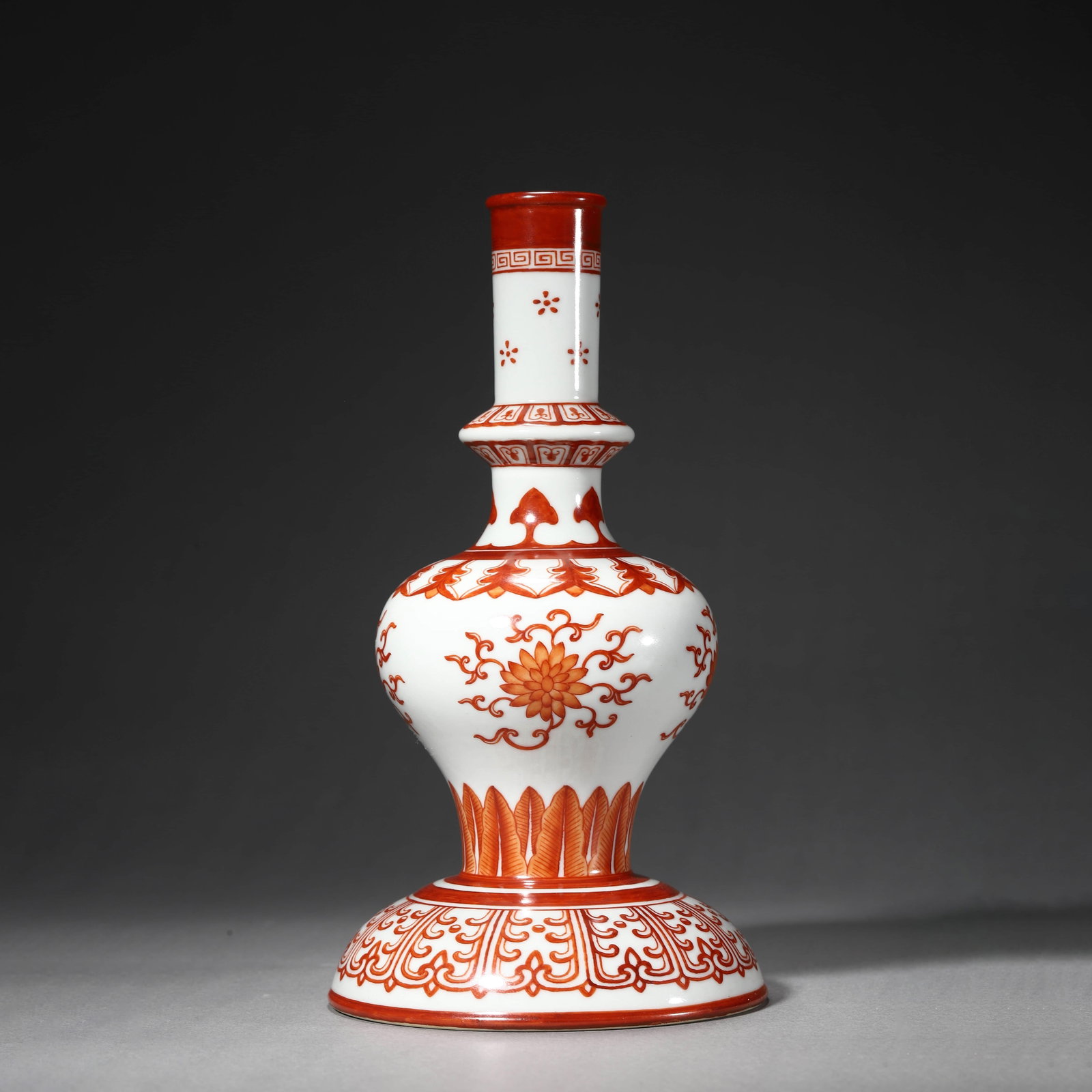 Iron-Red Glaze Baoxiang Flower Altar Vase: Iron-Red Glaze Baoxiang Flower Altar Vase Diam.11cm, Height:21cm,