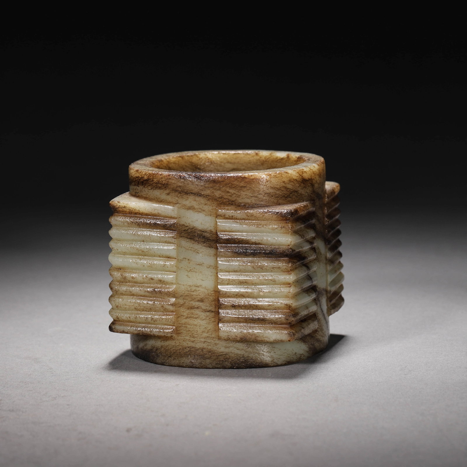 Brownish Jade Cong: Brownish Jade Cong Length:7cm, Width:7cm, Height:7cm,