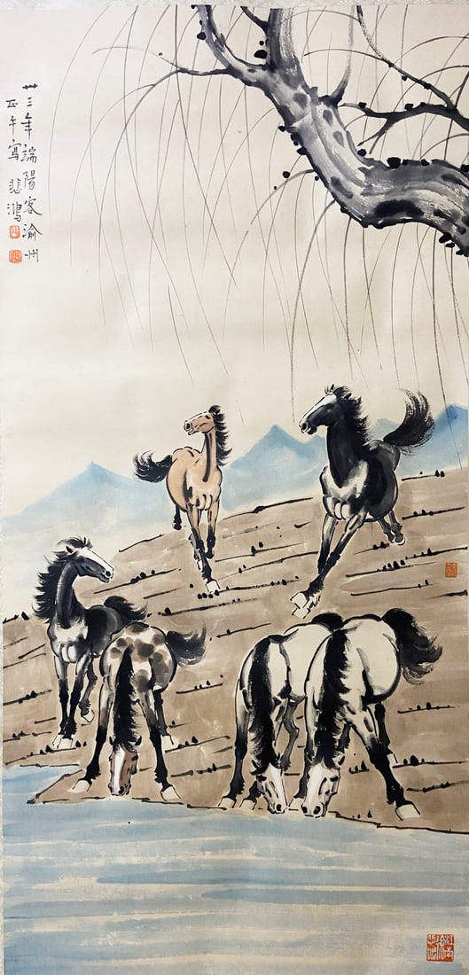 Chinese Drawing Animal Painting, Xu Beihong Mark: Chinese Drawing Animal Painting, Xu Beihong Mark 139×67cm
