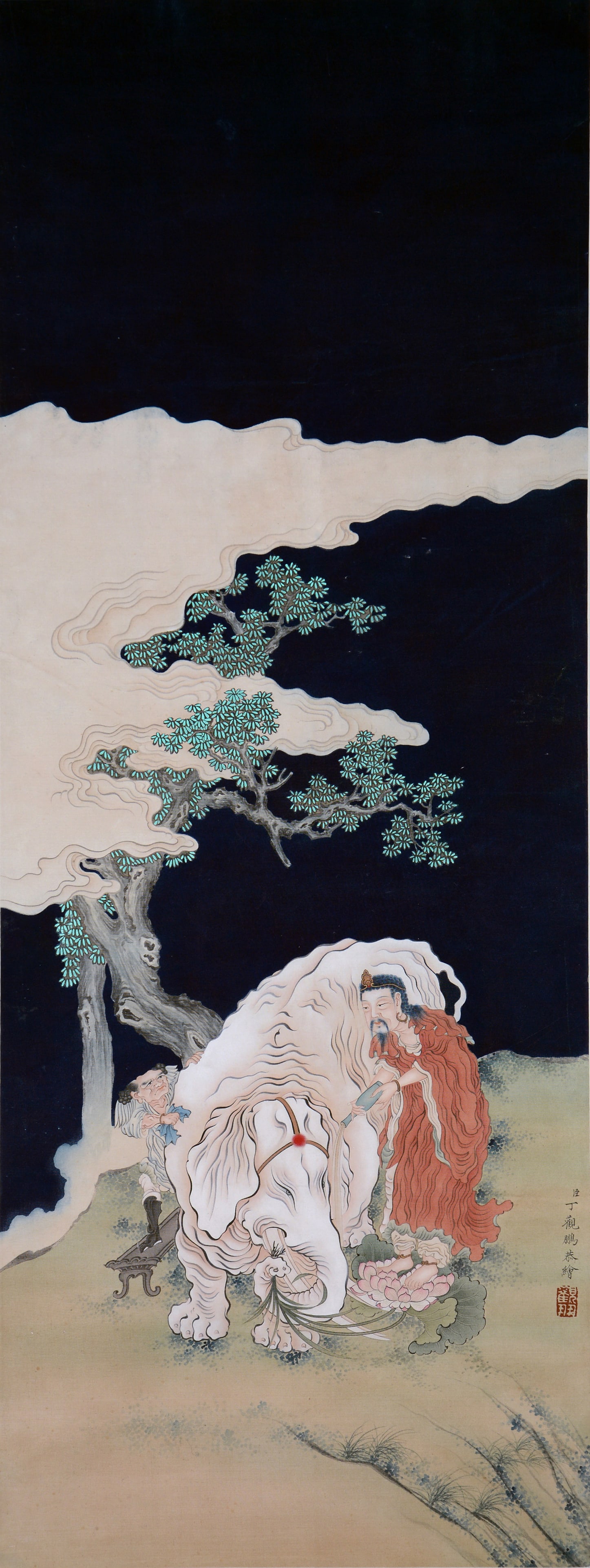 Chinese Drawing Figure Painting, Ding Guanpeng Mark: Chinese Drawing Figure Painting, Ding Guanpeng Mark 90×34cm