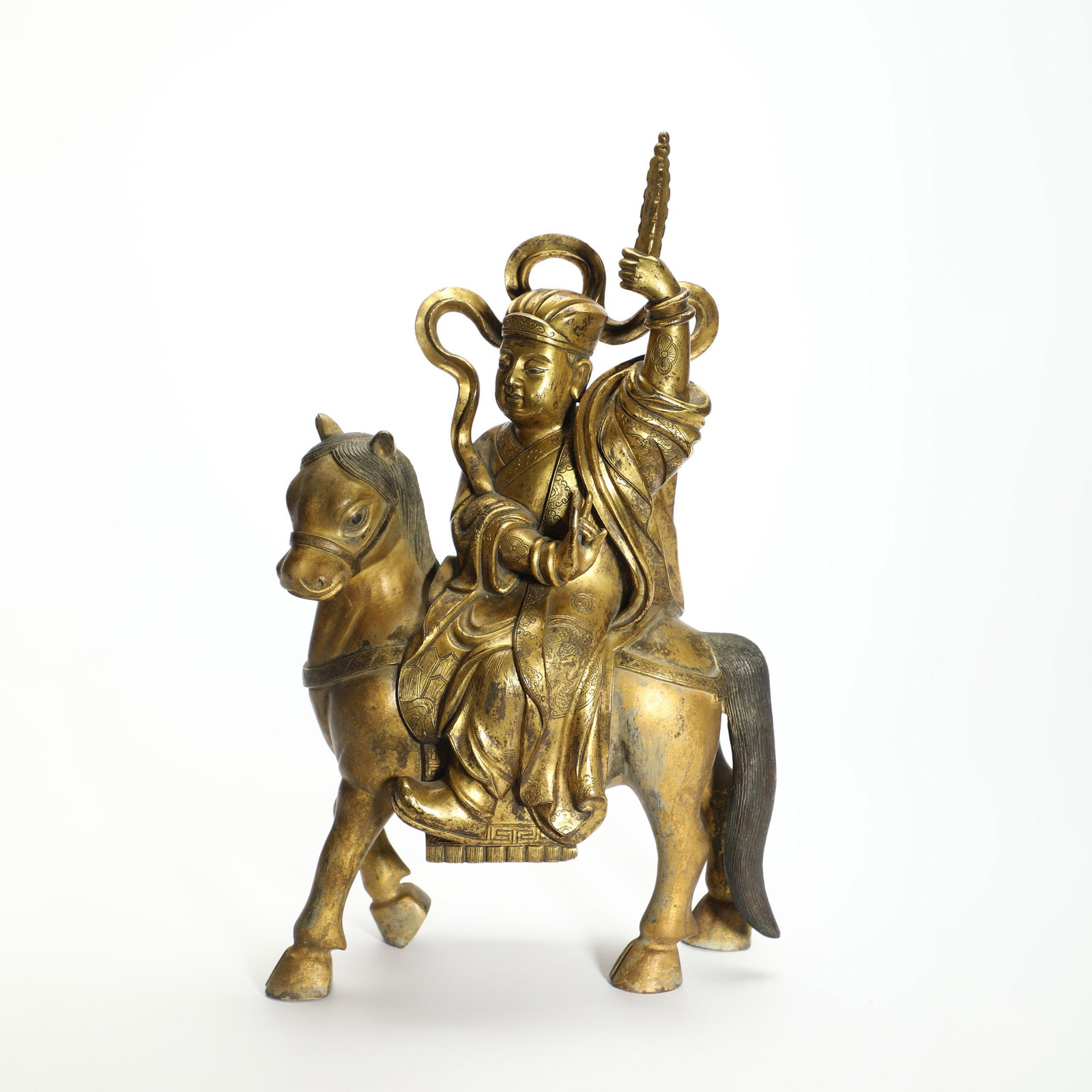Gilt-Bronze Figure of a Dharma Guardian: Gilt-Bronze Figure of a Dharma Guardian Height:34.8cm Width:21.3cm Weight:6870g
