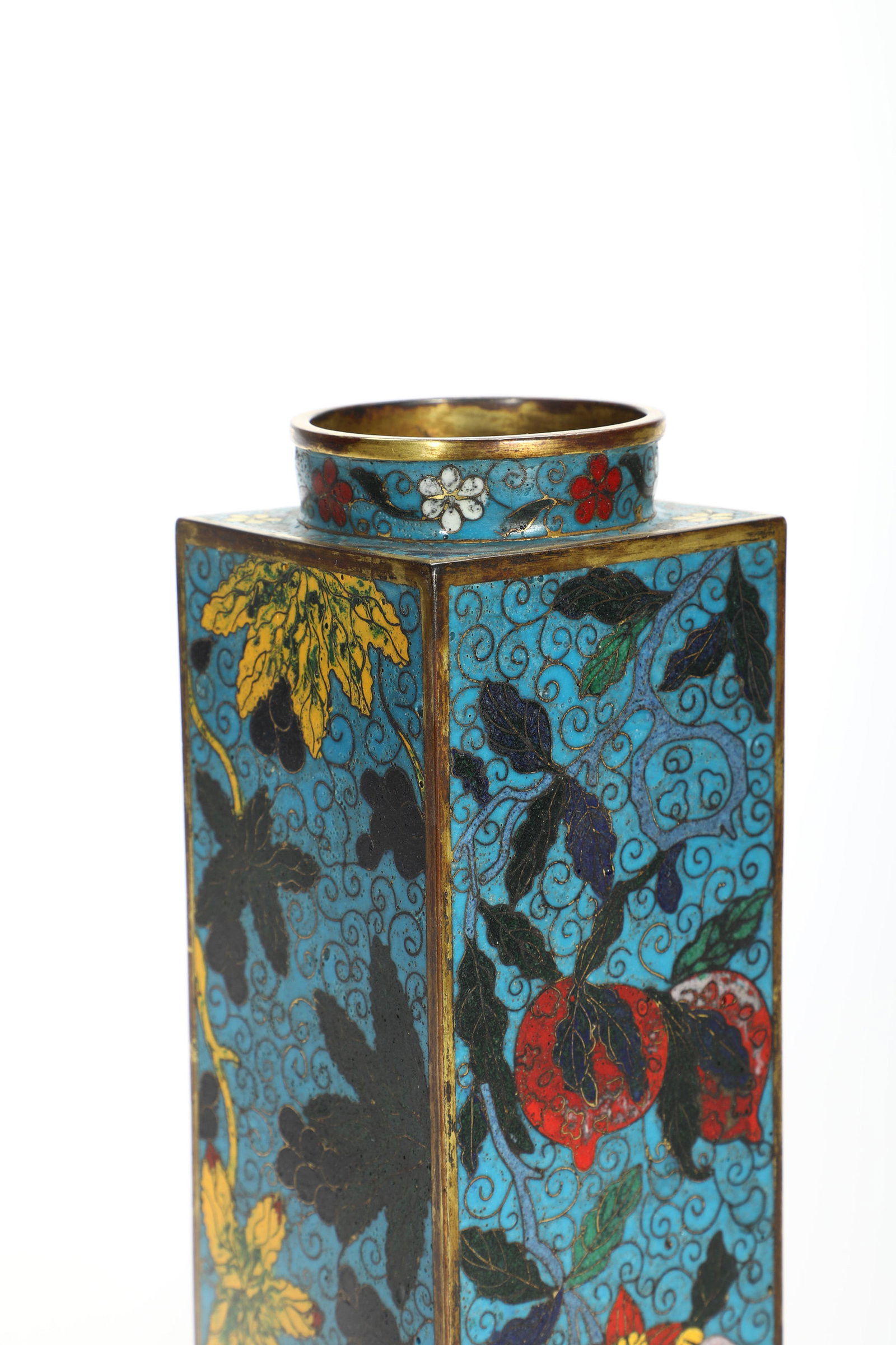 Cloisonné Floral Square Vase - 2