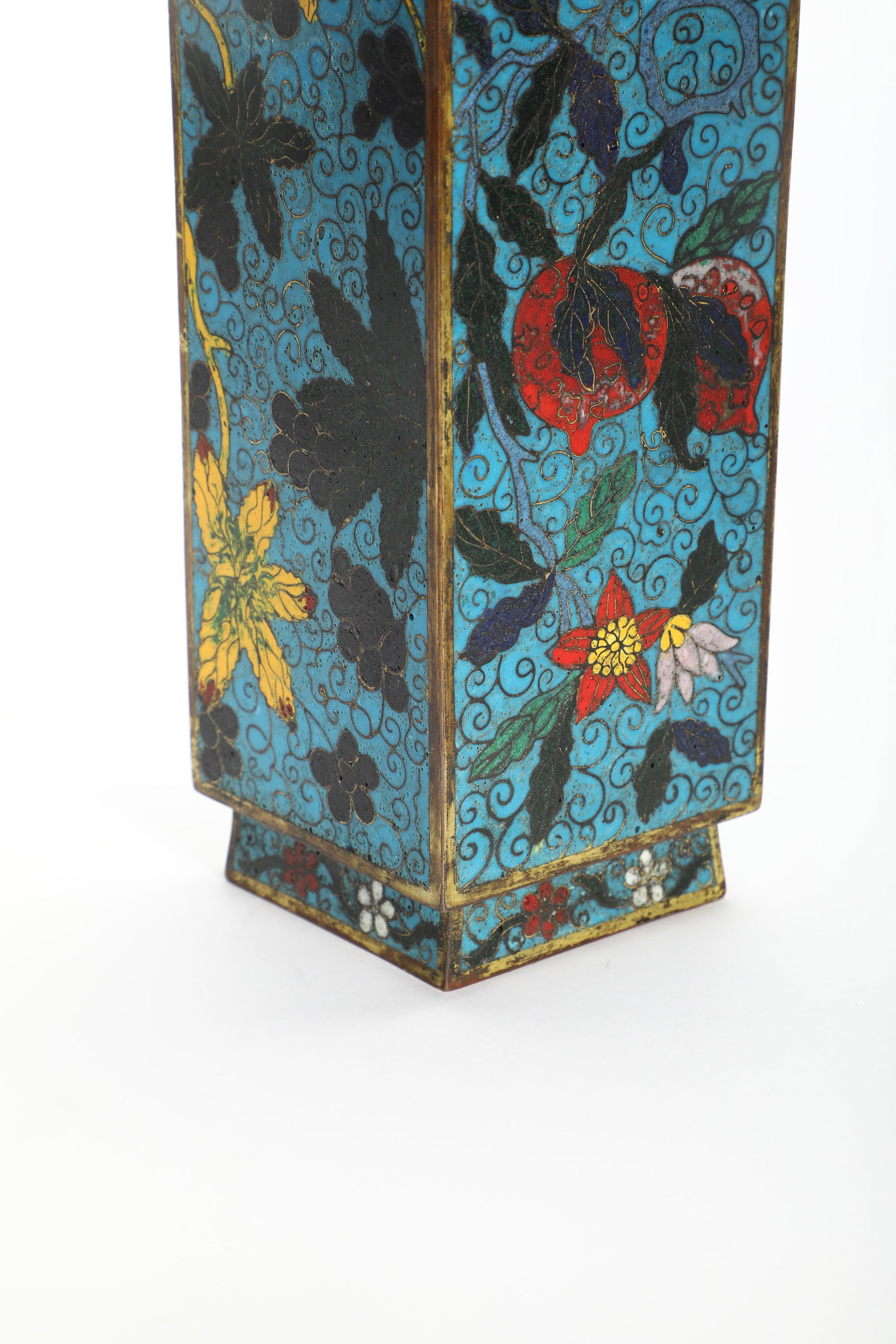 Cloisonné Floral Square Vase - 3
