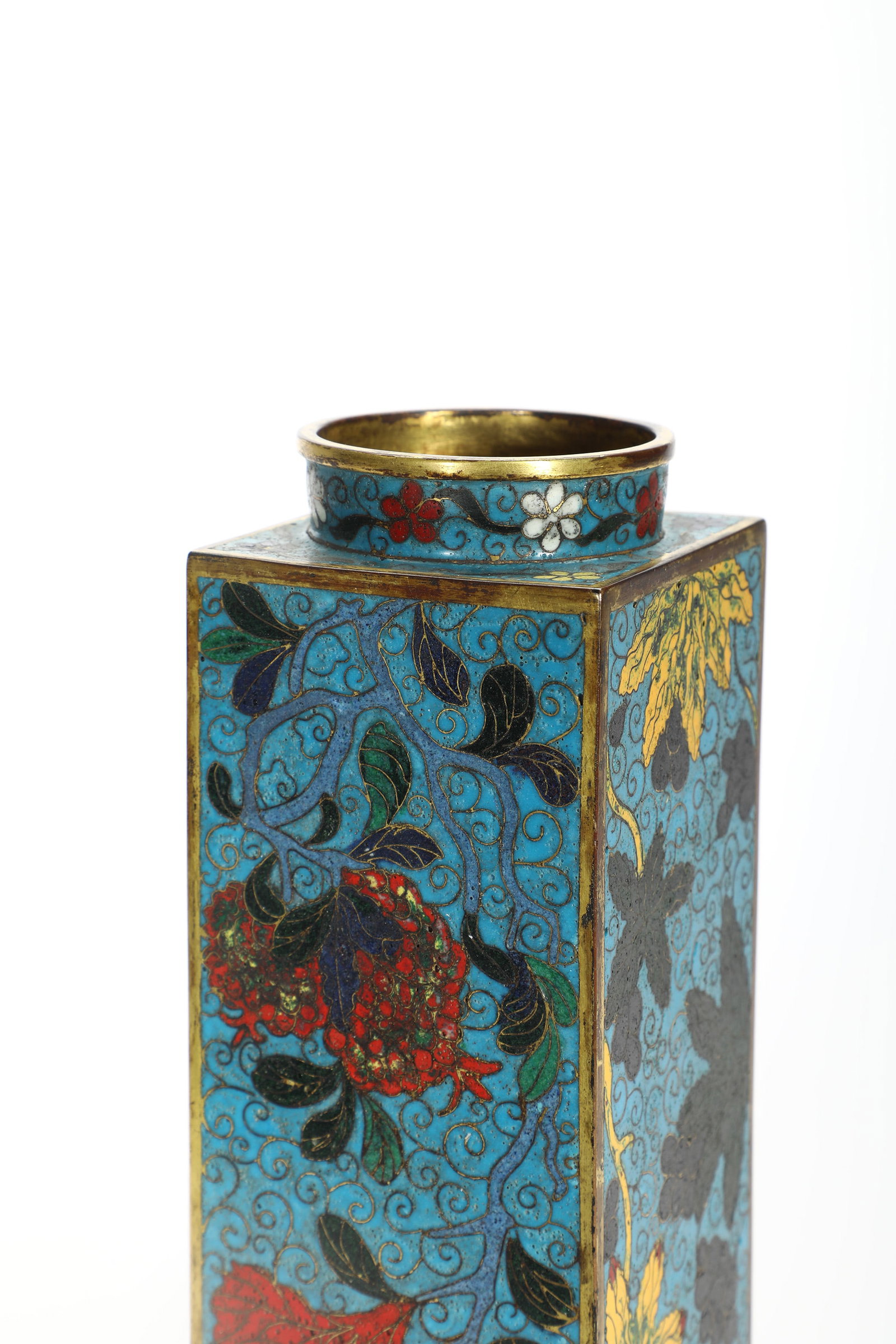 Cloisonné Floral Square Vase - 5