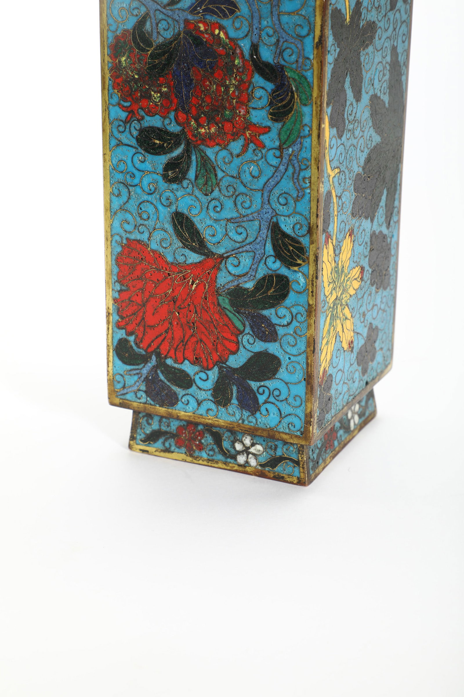Cloisonné Floral Square Vase - 6