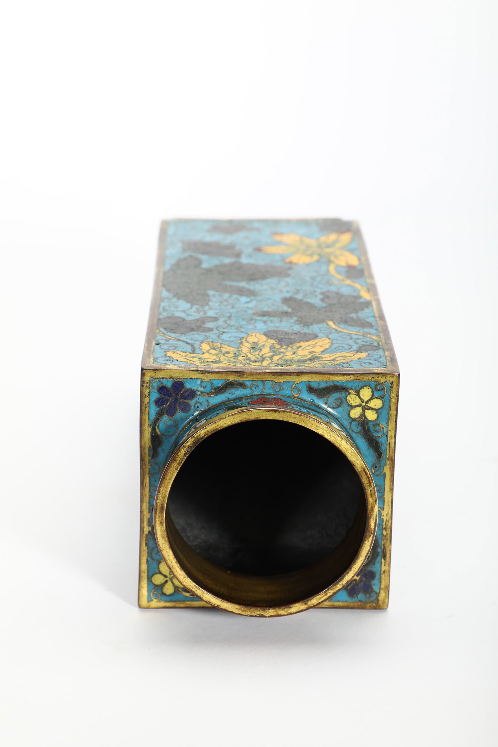 Cloisonné Floral Square Vase - 8