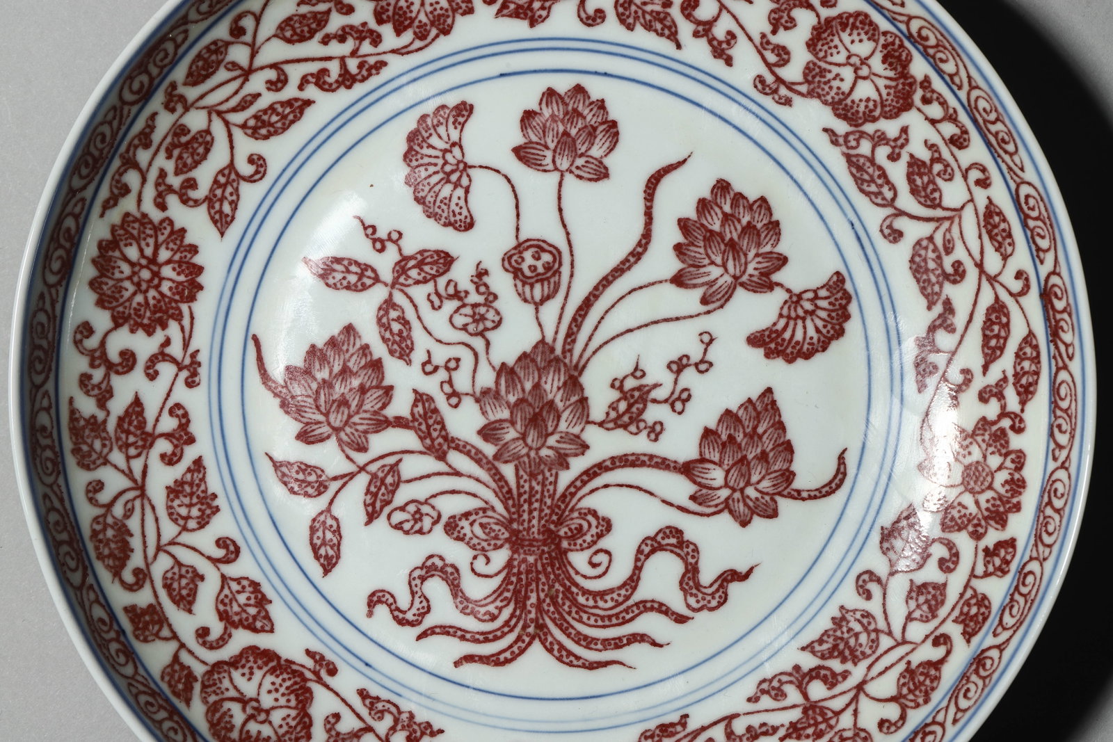 Copper-Red Glaze Floral Plate - 3
