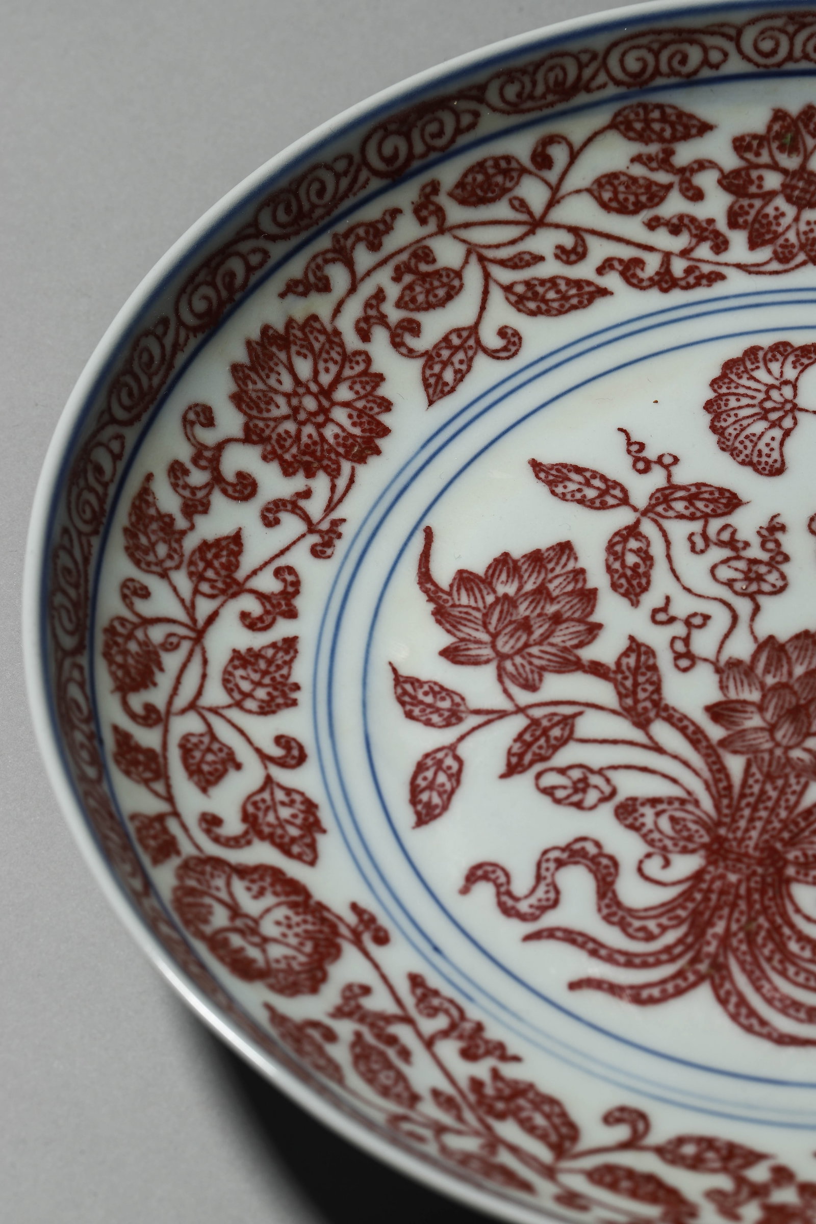 Copper-Red Glaze Floral Plate - 4