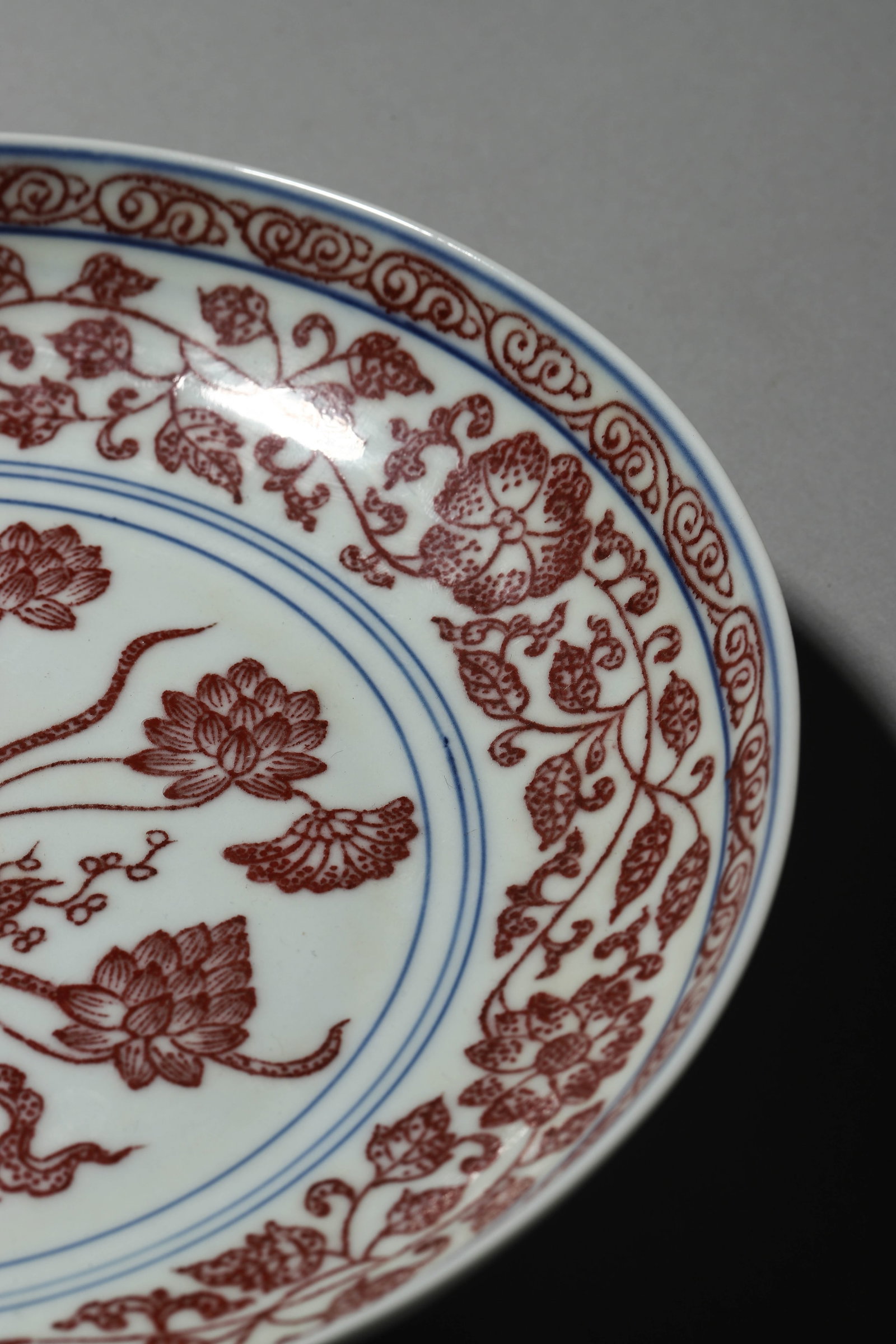 Copper-Red Glaze Floral Plate - 5