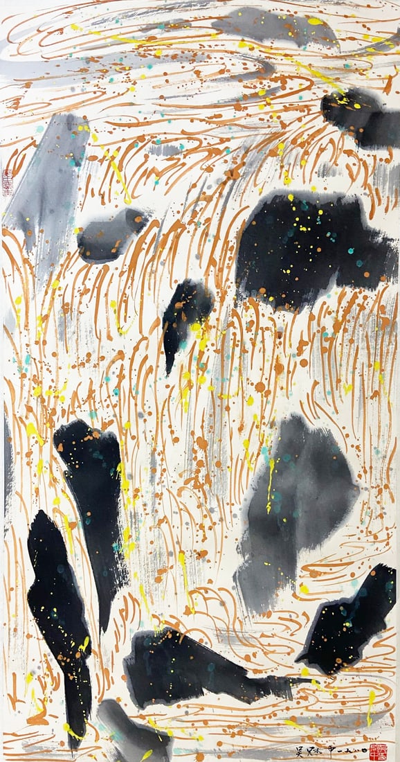 Chinese Drawing Landscape Painting, Wu Guanzhong Mark: Chinese Drawing Landscape Painting, Wu Guanzhong Mark 98×51cm