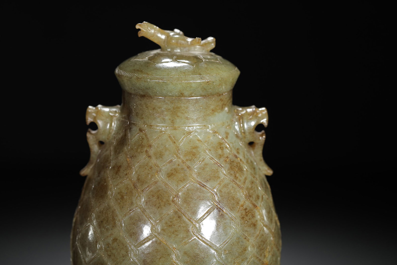 Carved Jade Cord-Pattern Tripod Zun - 2