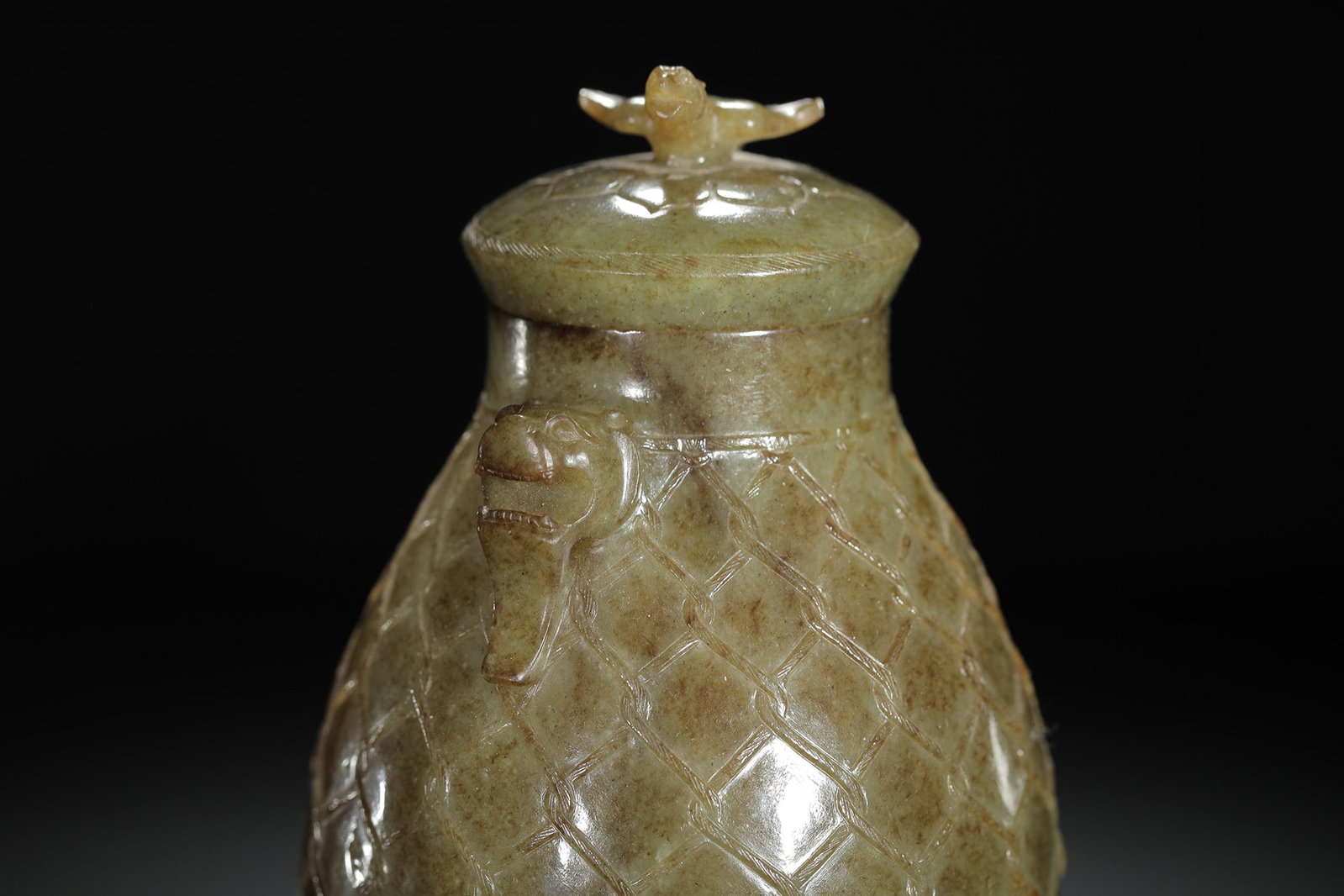 Carved Jade Cord-Pattern Tripod Zun - 5