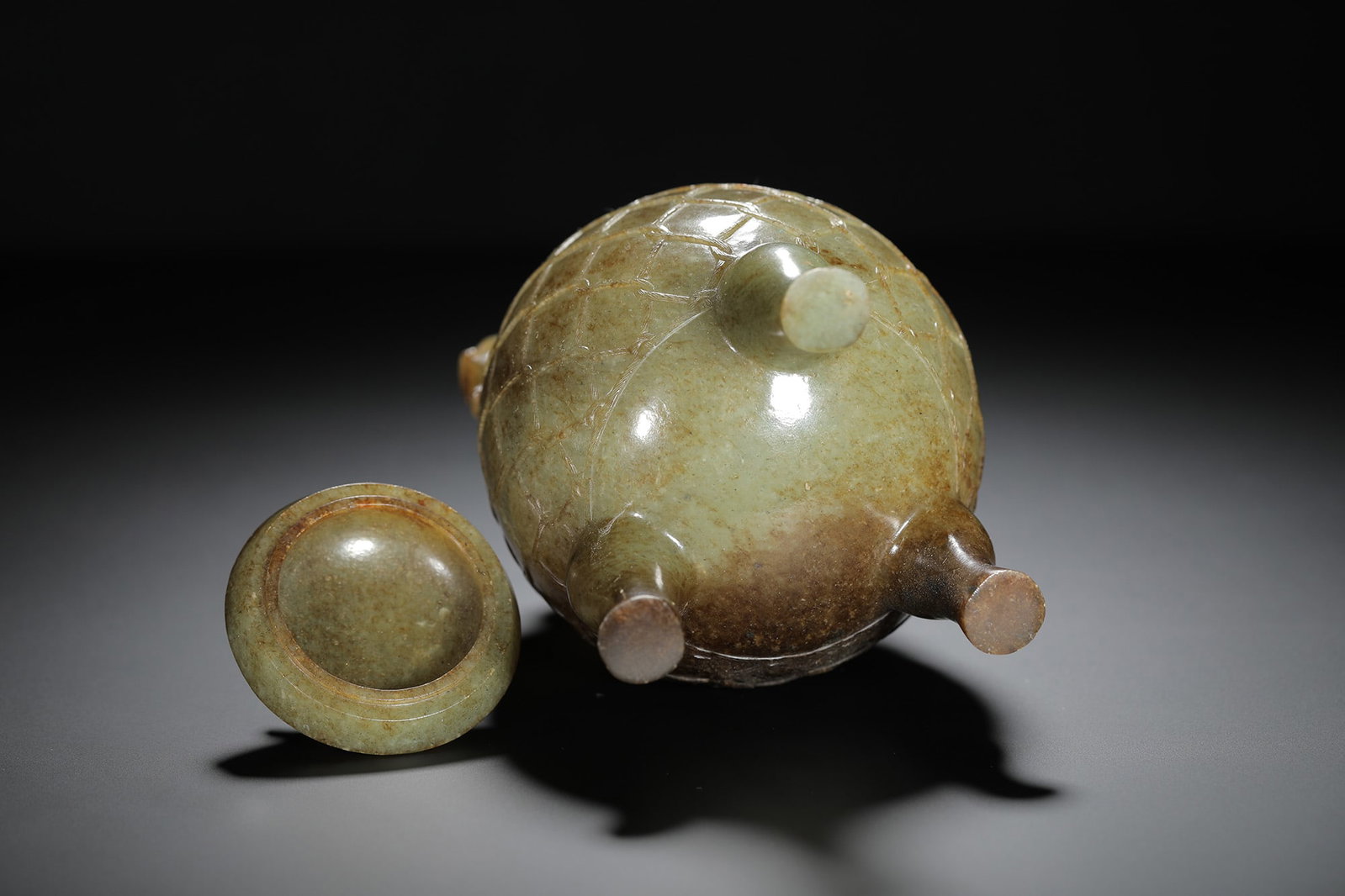 Carved Jade Cord-Pattern Tripod Zun - 9