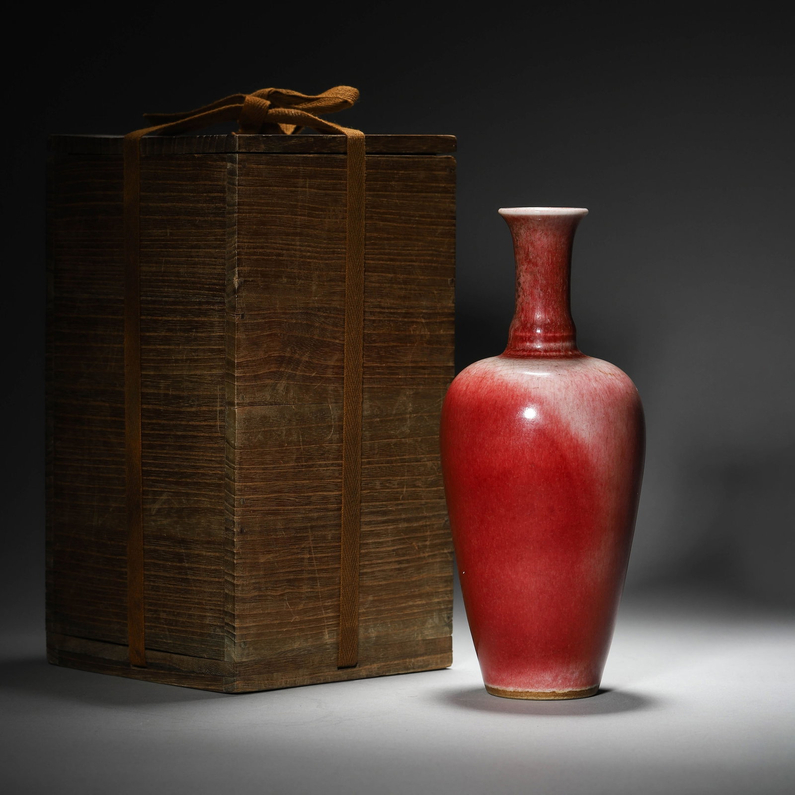 Peach Bloom Glaze Olive-Shape Vase: Peach Bloom Glaze Olive-Shape Vase Diam.8cm Height:19cm