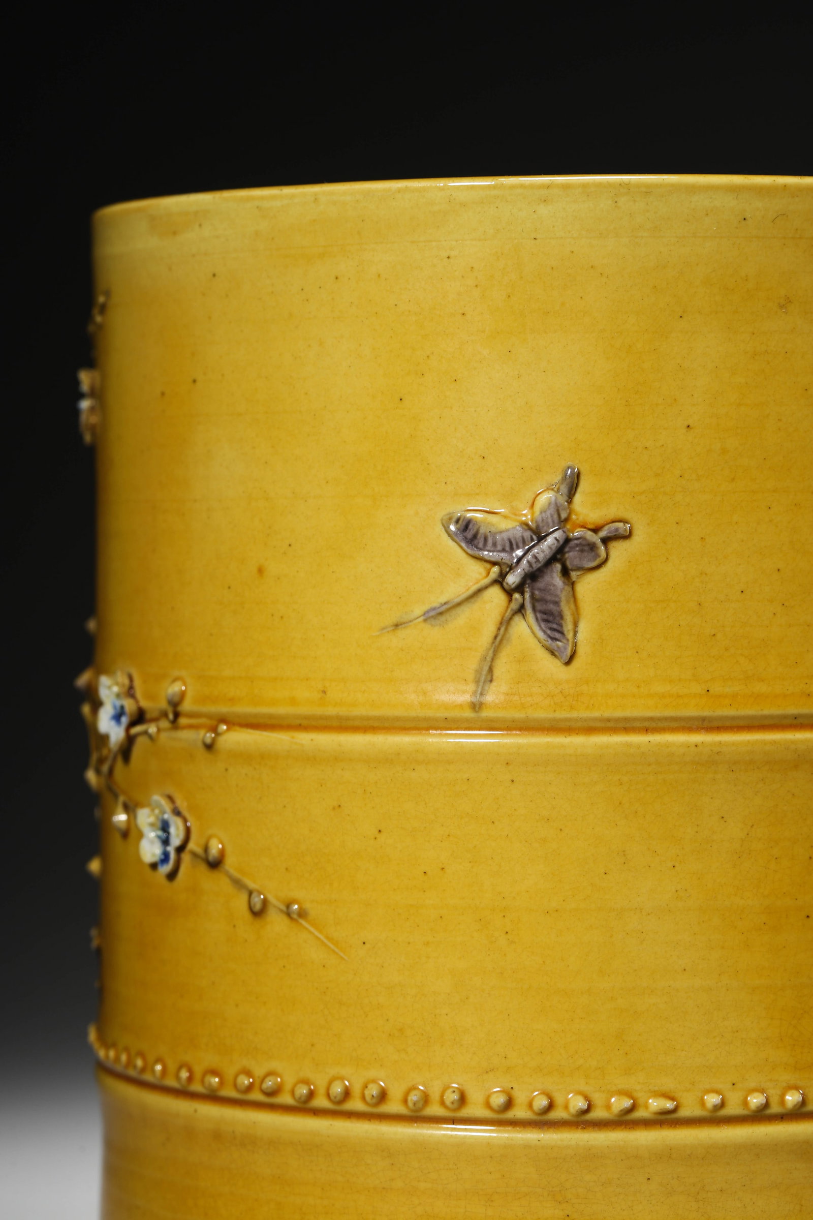 Yellow-Ground Carved Brushpot - 5