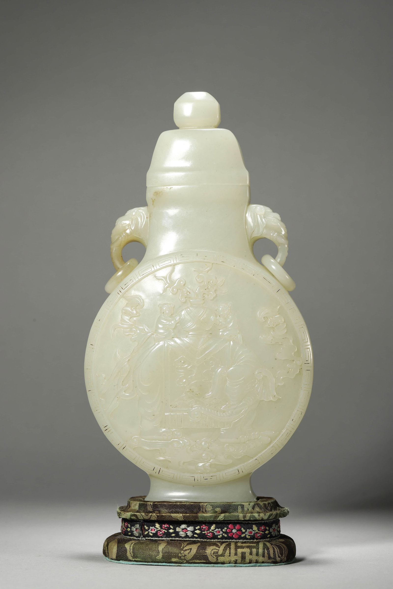 Carved Jade Elephant Moon Flask - 2