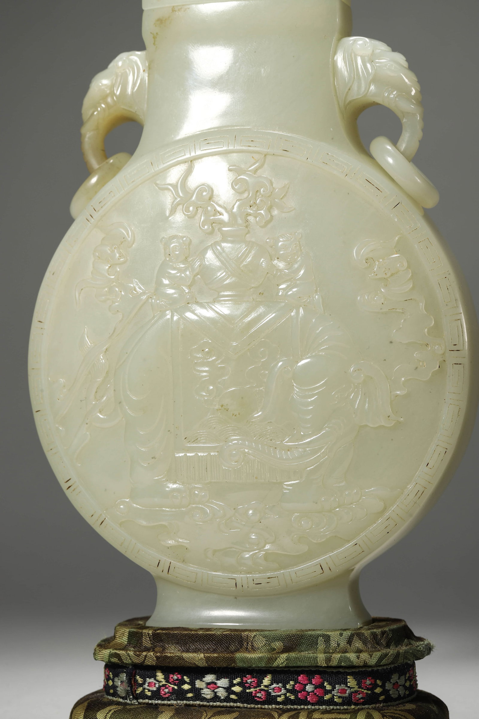 Carved Jade Elephant Moon Flask - 3