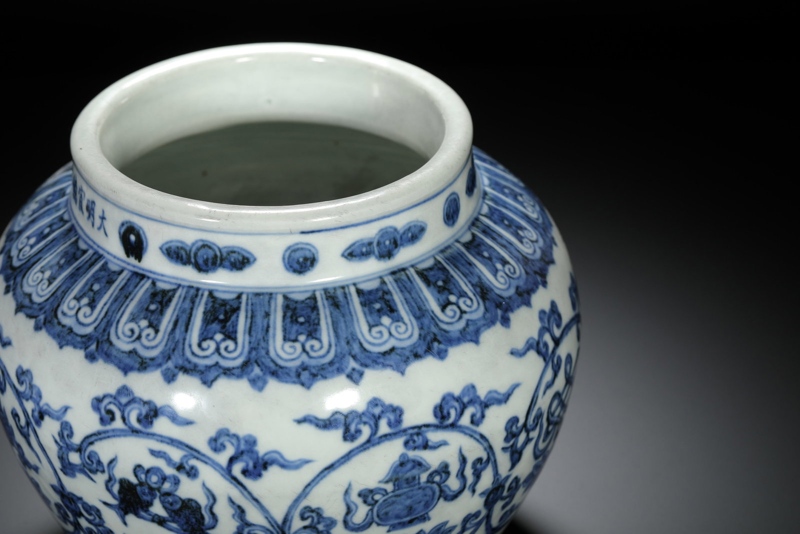 Blue and White Eight Buddhist Emblems Jar - 5