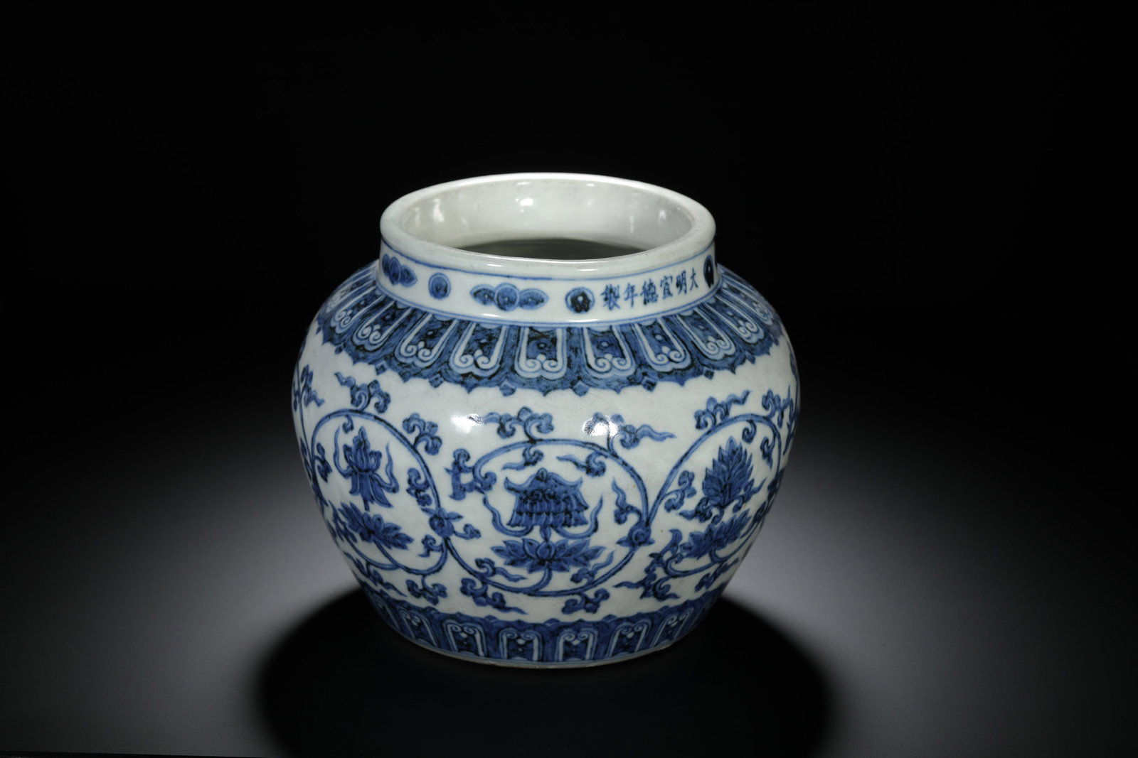 Blue and White Eight Buddhist Emblems Jar - 7