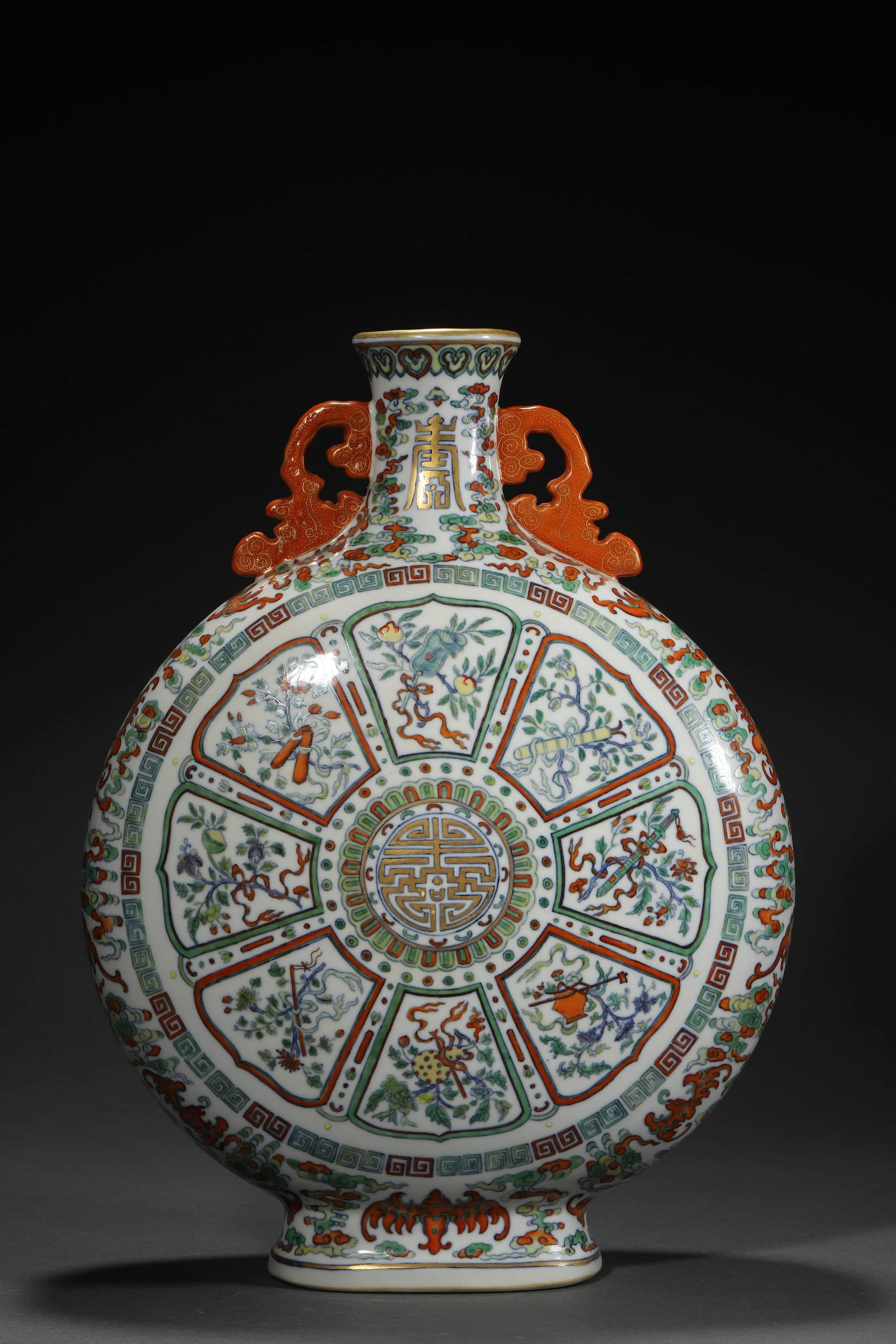 Doucai Glaze Babao Longevity Moonflask - 4