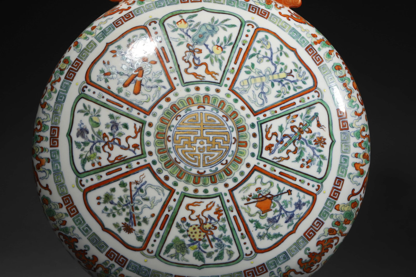 Doucai Glaze Babao Longevity Moonflask - 5