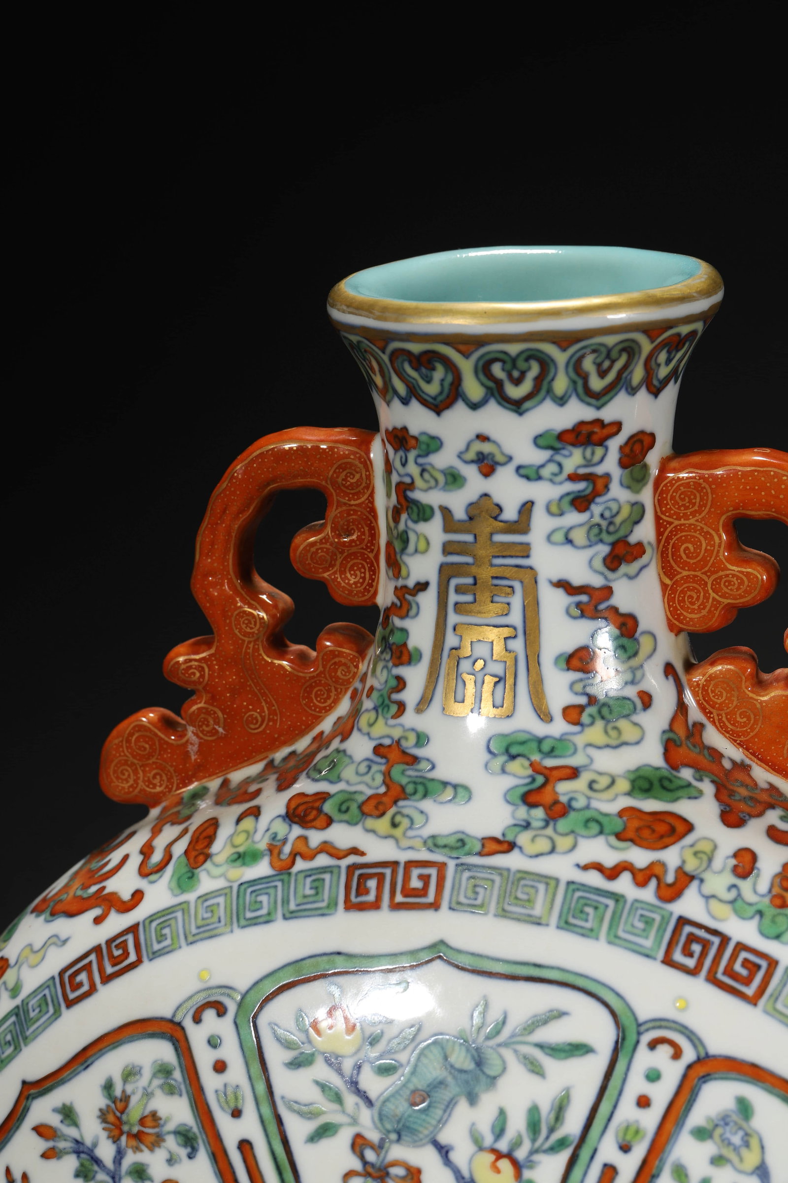 Doucai Glaze Babao Longevity Moonflask - 7