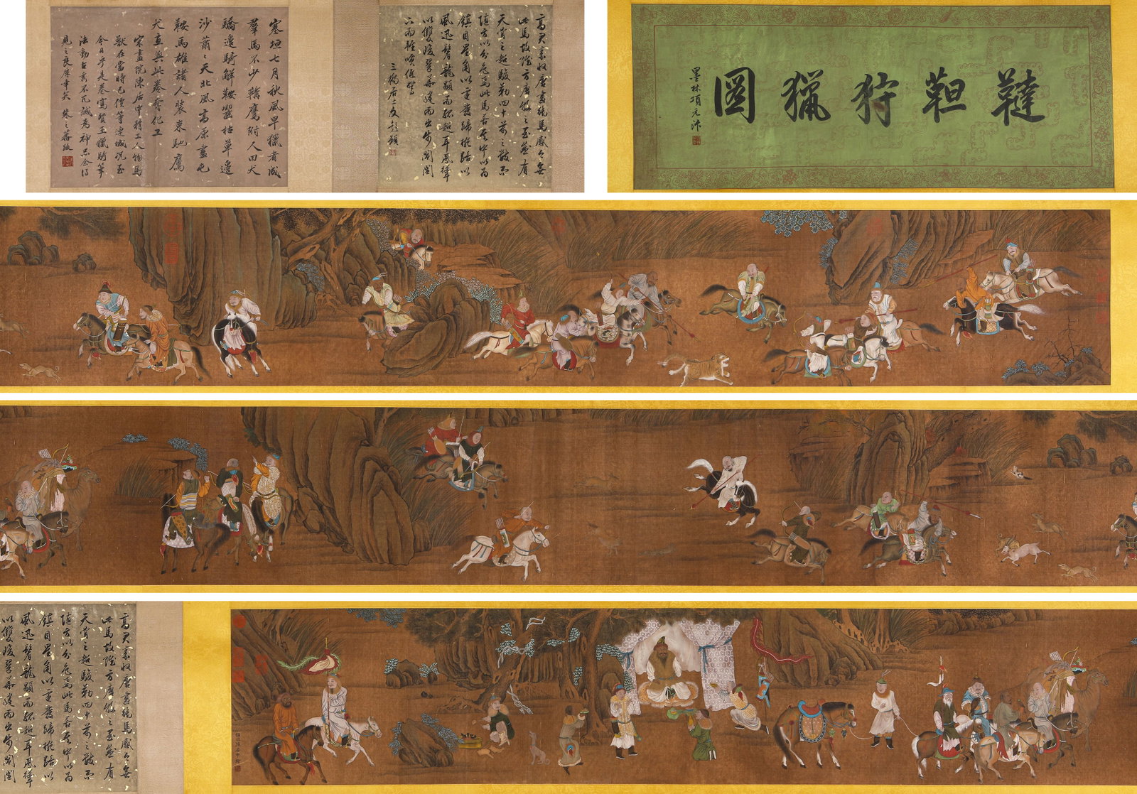 CHEN JUZHONG (ACT. 12TH CENTURY), ATTRIBUTED TO, TATAR HUNTING HANDSCROLL: CHEN JUZHONG (ACT. 12TH CENTURY), ATTRIBUTED TO, TATAR HUNTING HANDSCROLL Description: Dimensions: Width: 850 cm x Height: 43 cm. All measurements are approximate.