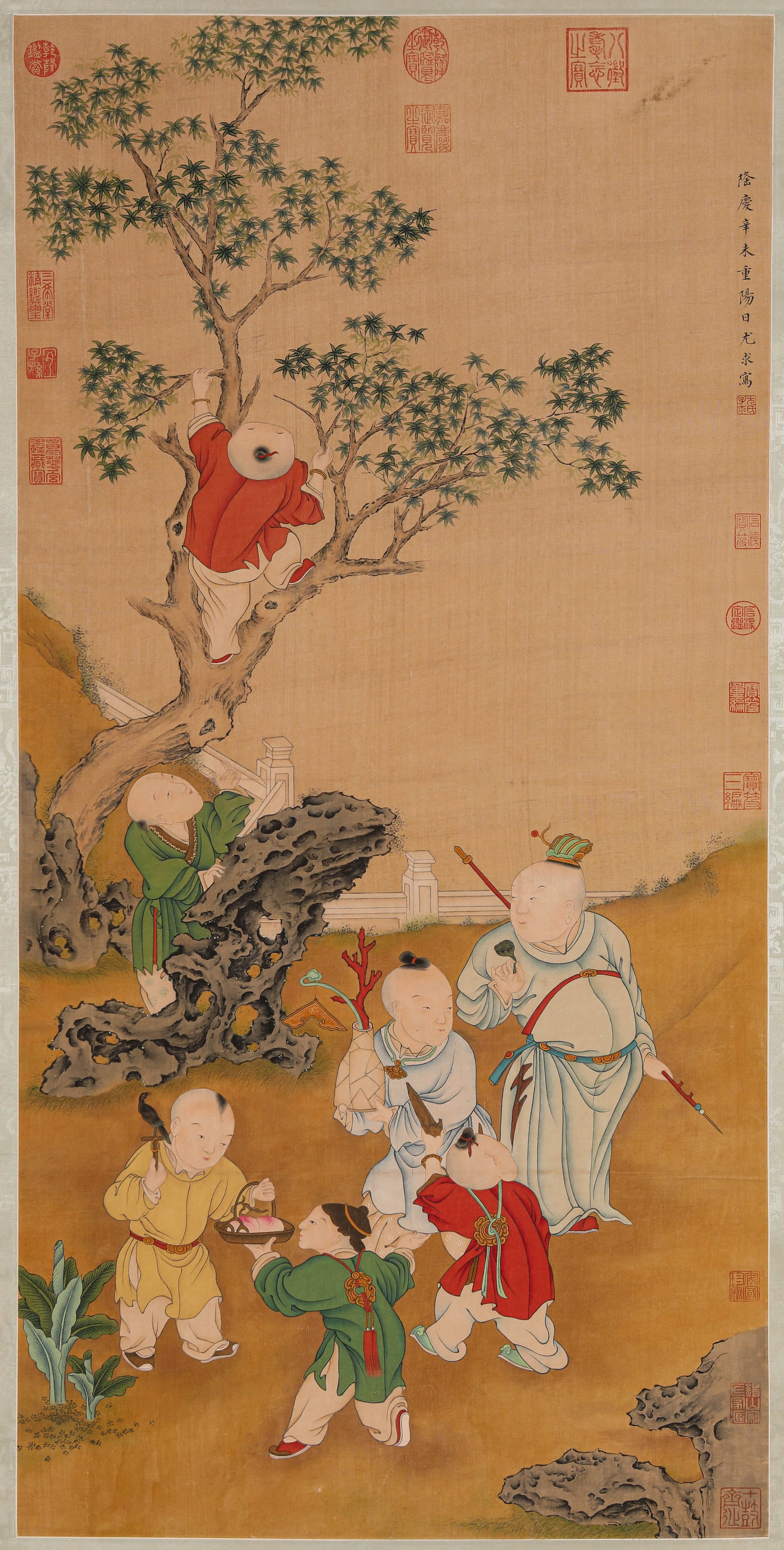 YOU QIU (ACT. 16TH CENTURY), ATTRIBUTED TO, CHILDREN AT PLAY: YOU QIU (ACT. 16TH CENTURY), ATTRIBUTED TO, CHILDREN AT PLAY Description: Dimensions: Width: 59.5 cm x Height: 119 cm. All measurements are approximate.