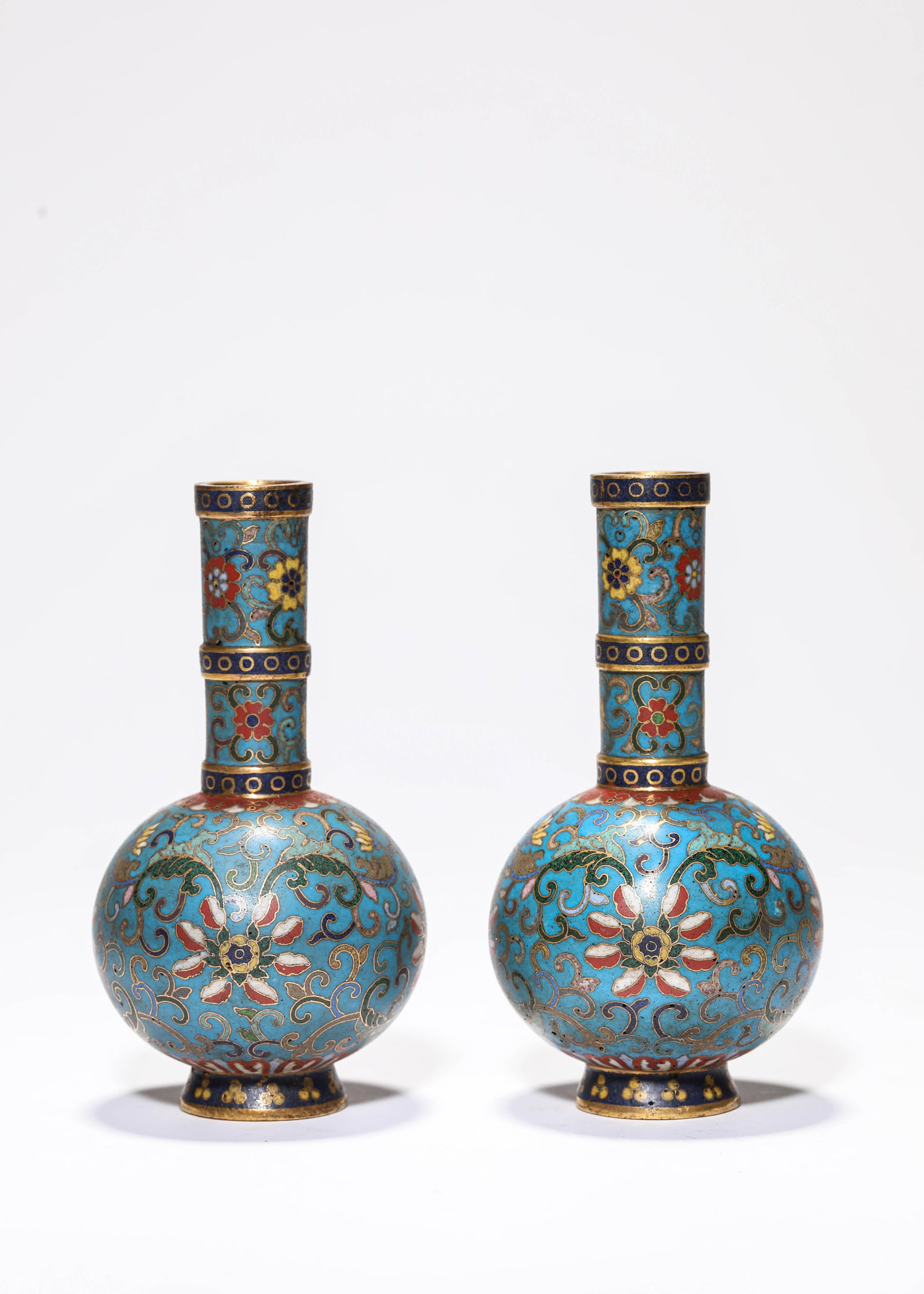A PAIR OF CLOISONN‚ ENAMEL ?FLORAL? VASES (1 of 7)