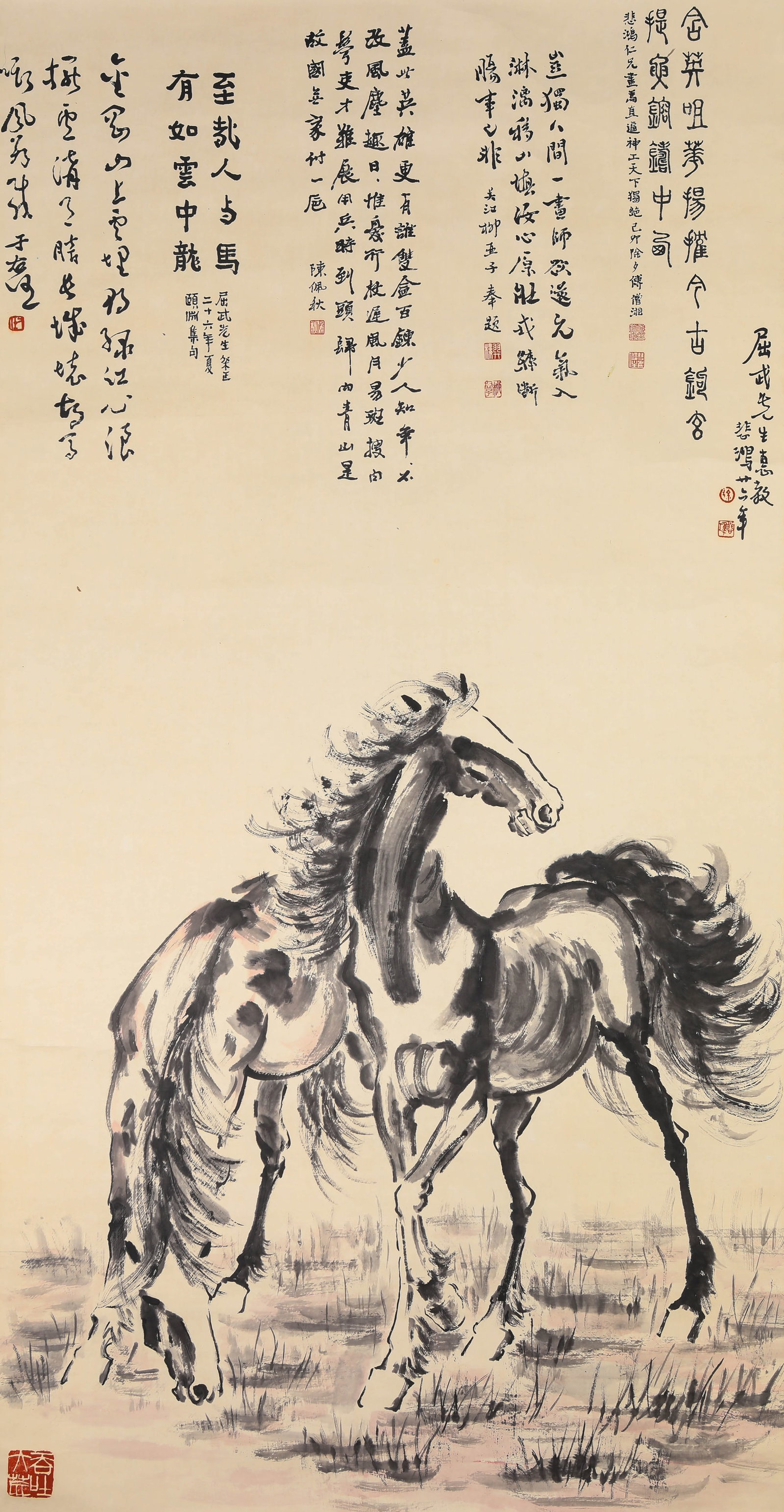 XU BEIHONG (1895-1953), ATTRIBUTED TO, HORSE: XU BEIHONG (1895-1953), ATTRIBUTED TO, HORSE Description: Dimensions: Width: 68.5 cm x Height: 132 cm. All measurements are approximate.