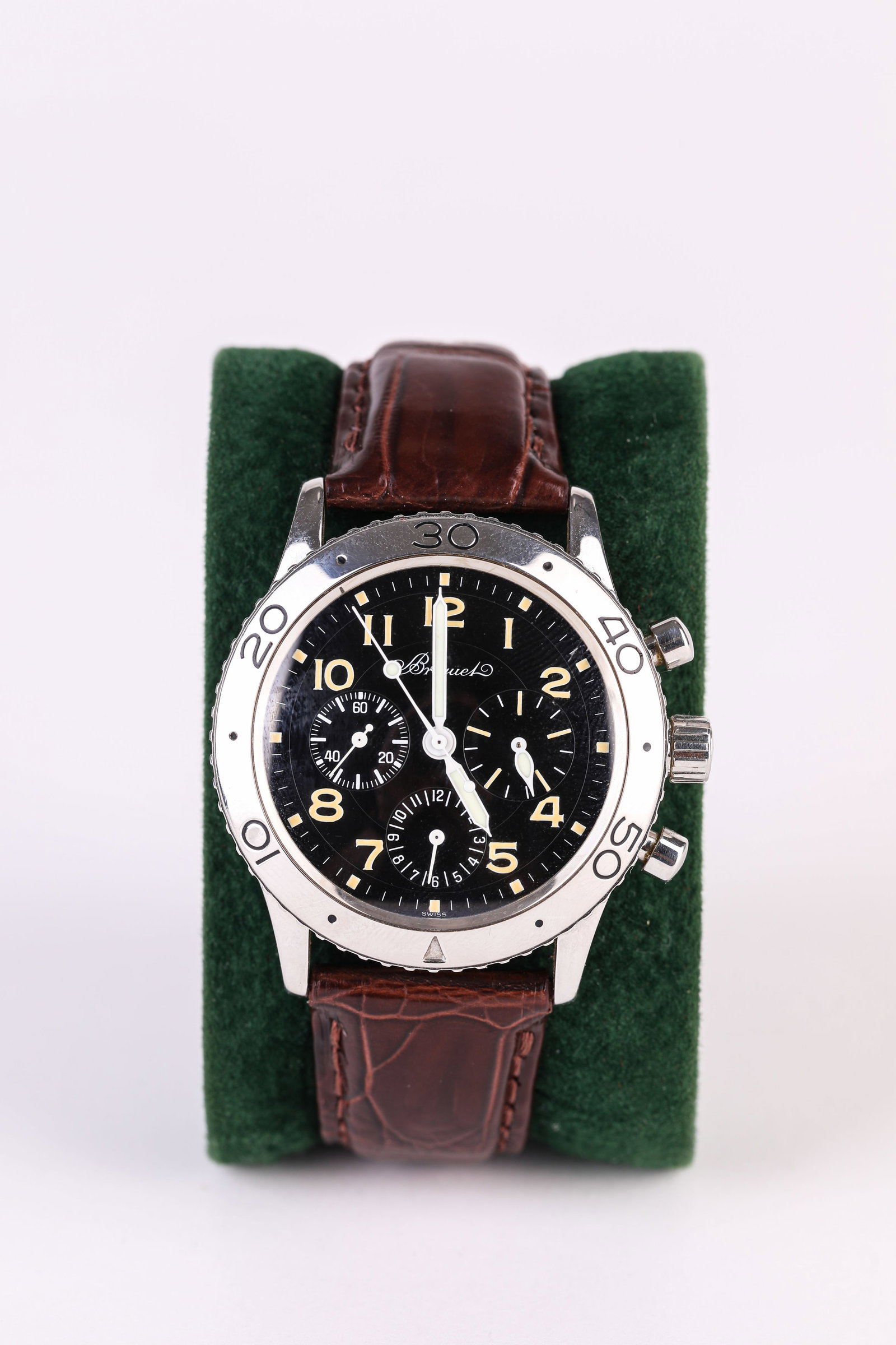 A BREGUET MECHANICAL WRISTWATCH: A BREGUET MECHANICAL WRISTWATCH Description: Dimensions: Width: 44 mm. All measurements are approximate.