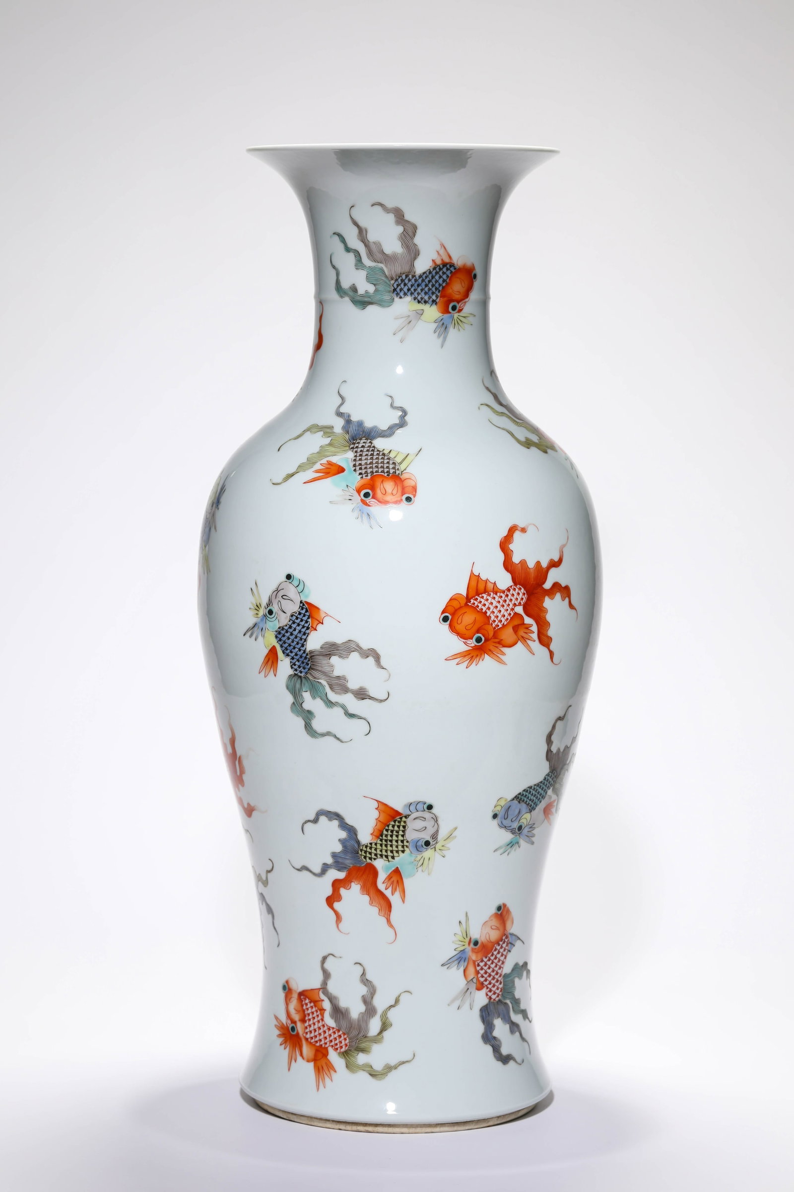 A FAMILLE-ROSE ?CARP? ?REWARD? VASE: A FAMILLE-ROSE ?CARP? ?REWARD? VASE Description: Dimensions: Width: 23.9 cm x Height: 58 cm. All measurements are approximate.