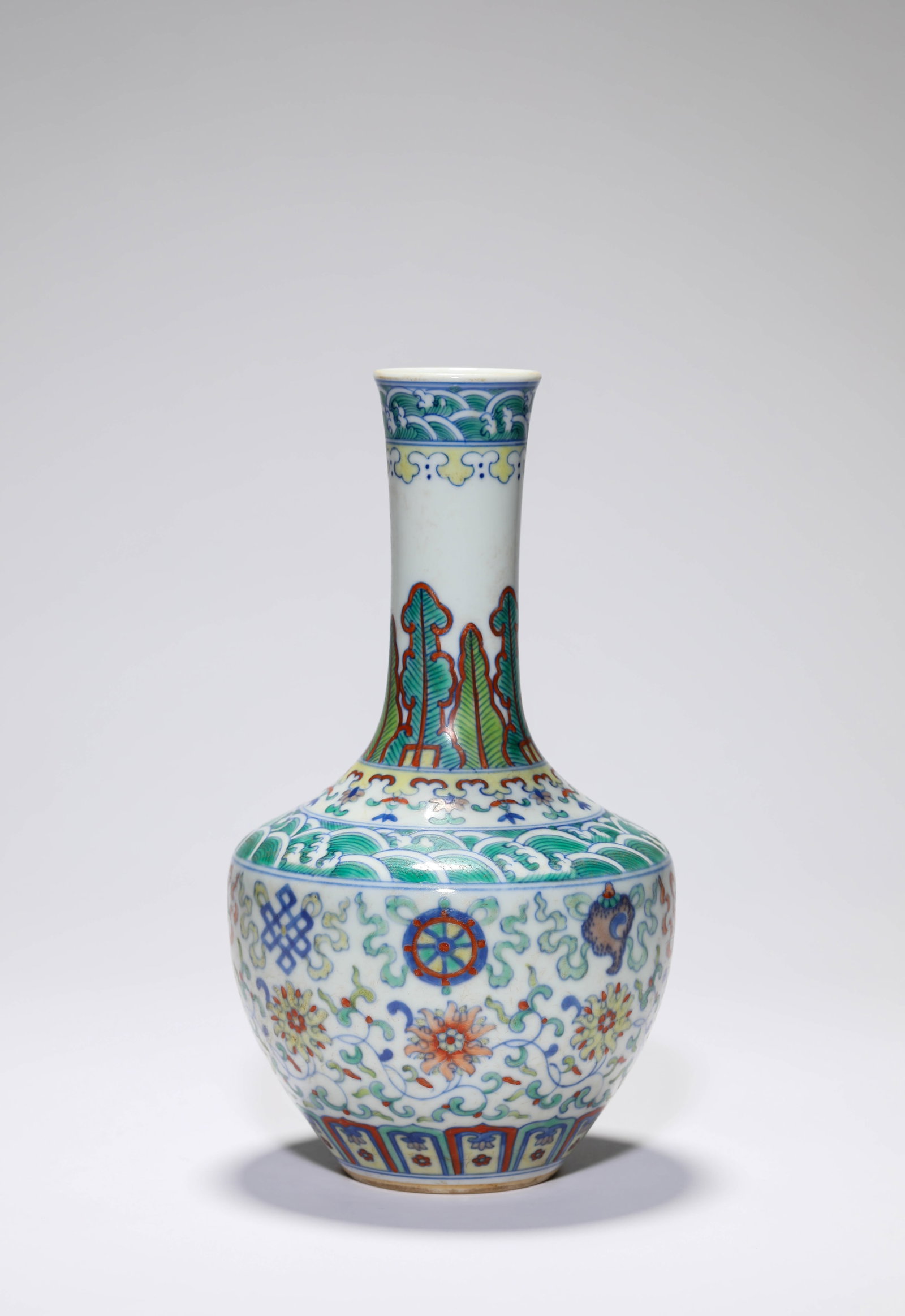 A DOUCAI ?EIGHT BUDDHIST EMBLEMS? VASE: A DOUCAI ?EIGHT BUDDHIST EMBLEMS? VASE Description: Dimensions: Width: 13.6 cm x Height: 24.4 cm. All measurements are approximate.