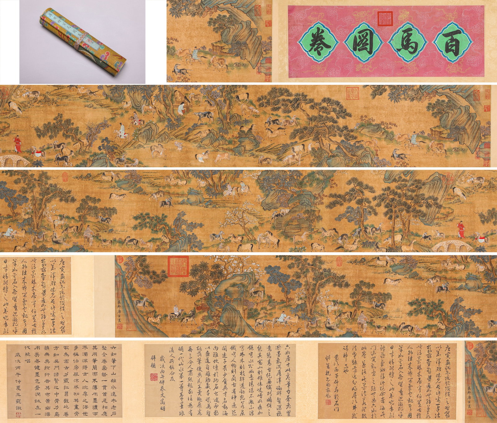 TANG YIN (1470-1524), ATTRIBUTED TO, HUNDRED HORSES HANDSCROLL: TANG YIN (1470-1524), ATTRIBUTED TO, HUNDRED HORSES HANDSCROLL Description: Dimensions: Width: 700 cm x Height: 33 cm. All measurements are approximate.