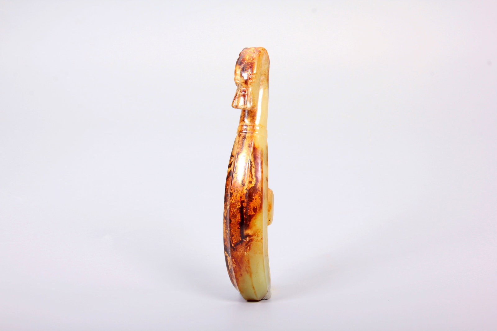 A HETIAN JADE BELT HOOK WITH DRAGON HEAD FINIAL (1 of 15)