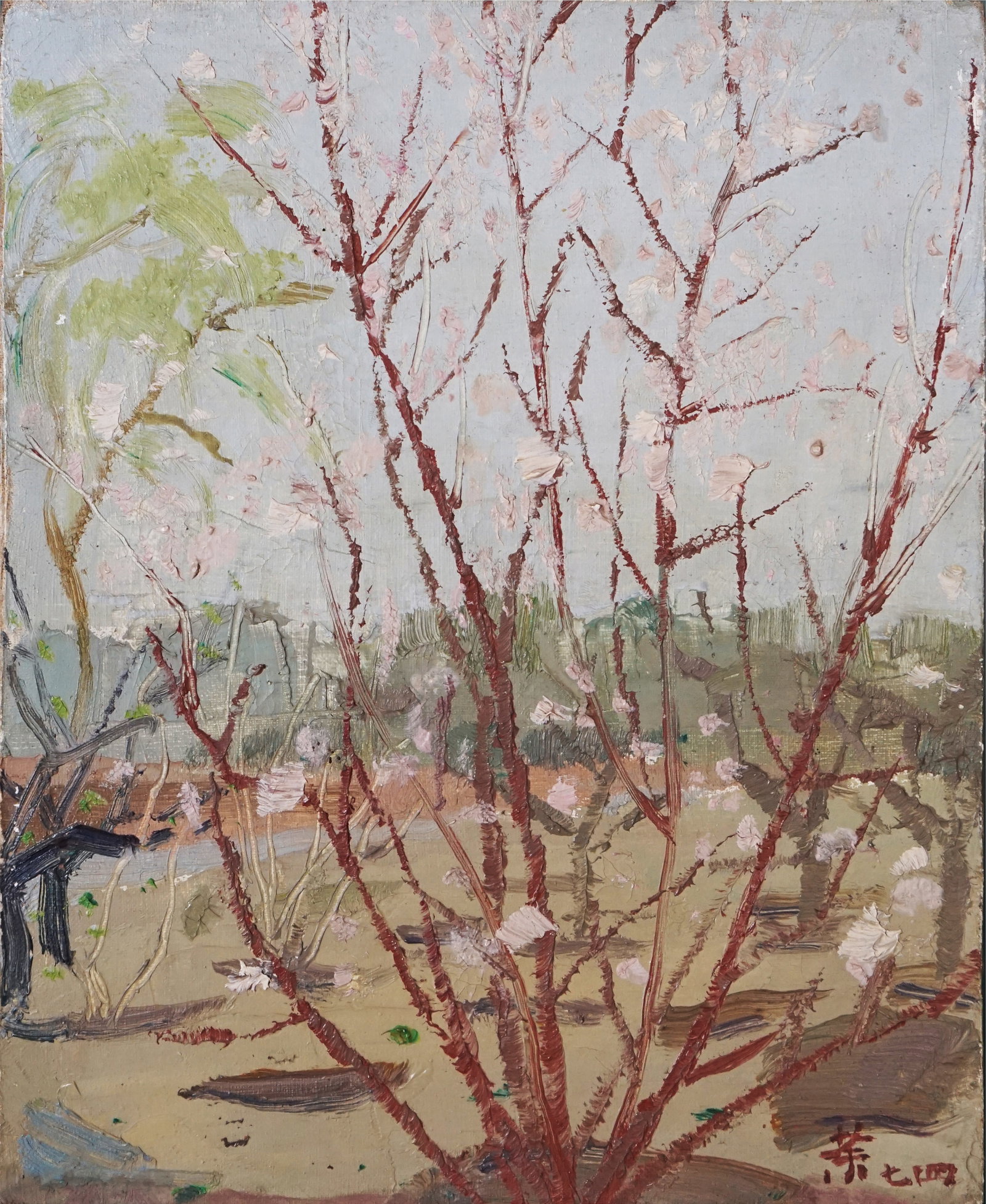 AN OIL PAINTING WITH THE MARK OF WU GUANZHONG: AN OIL PAINTING WITH THE MARK OF WU GUANZHONG Size:25*20cm