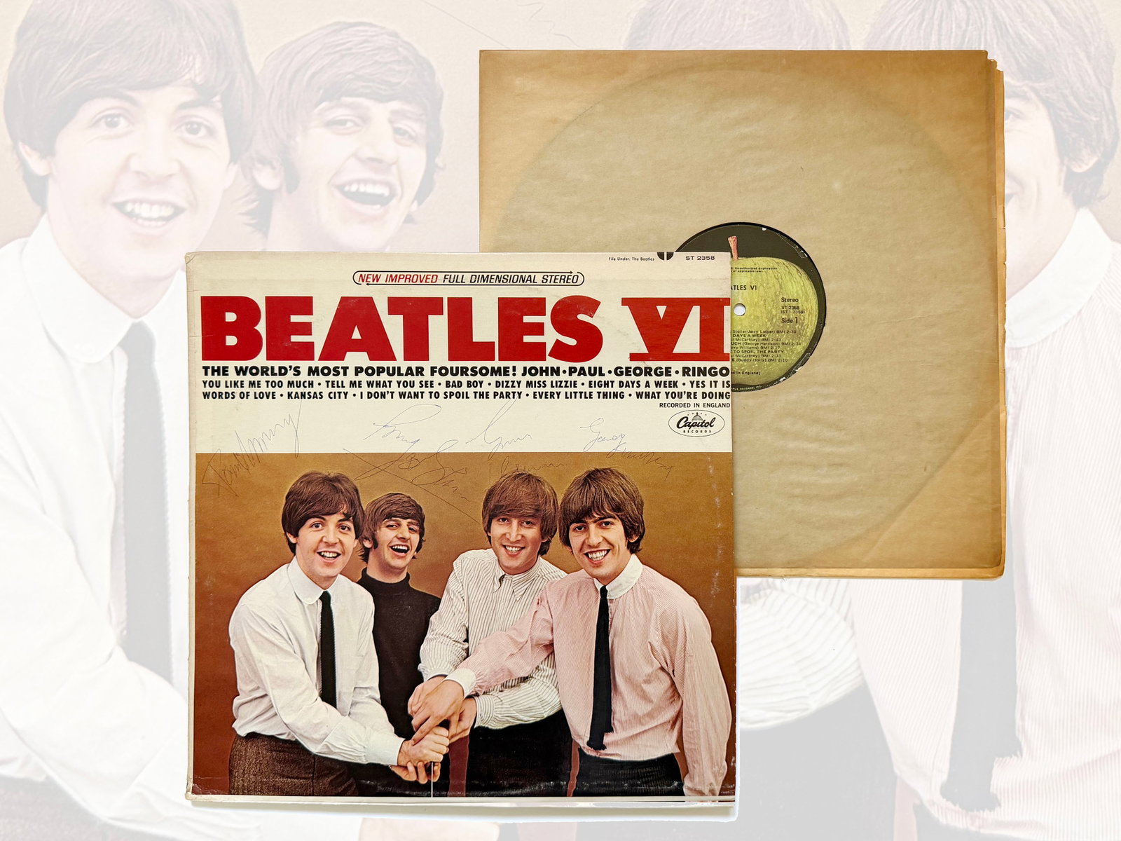 THE BEATLES FULLY SIGNED BEATLES VI LP (1 of 7)