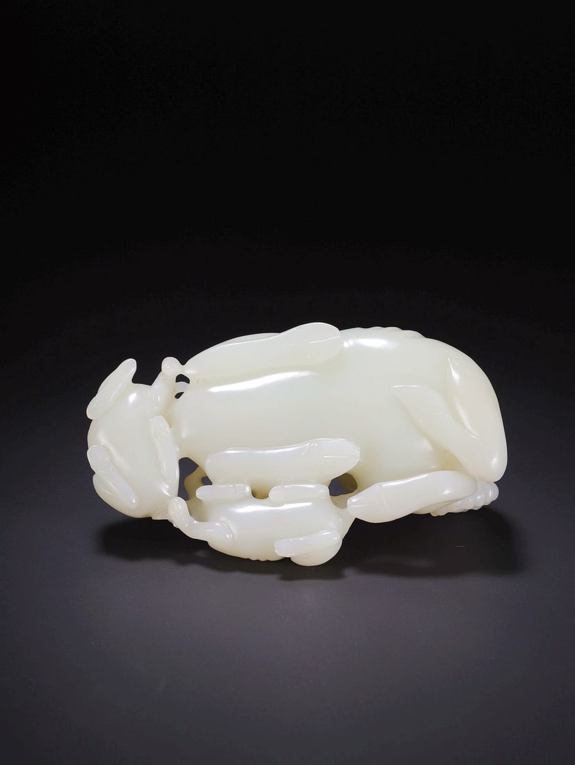 A HETIAN JADE 'THREE RAMS' DISPLAY PIECE - 6