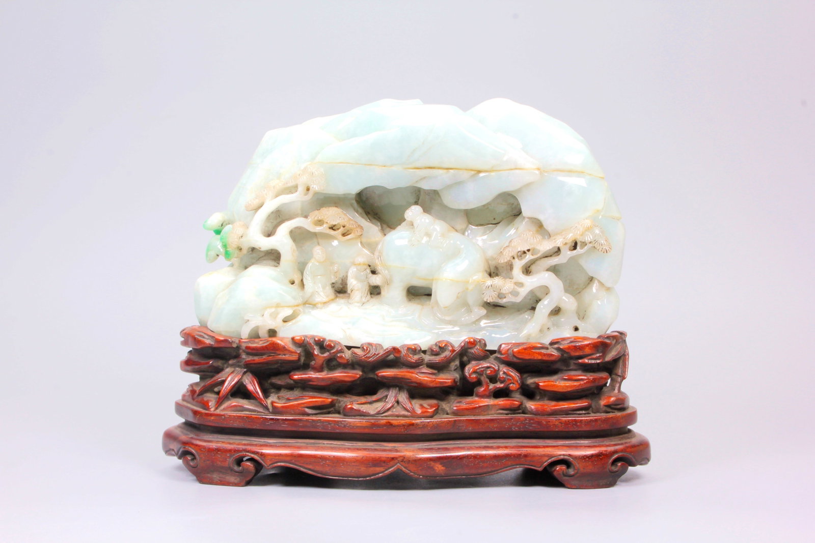 A JADEITE 'LANDSCAPE AND FIGURES' DISPLAY PIECE - 2
