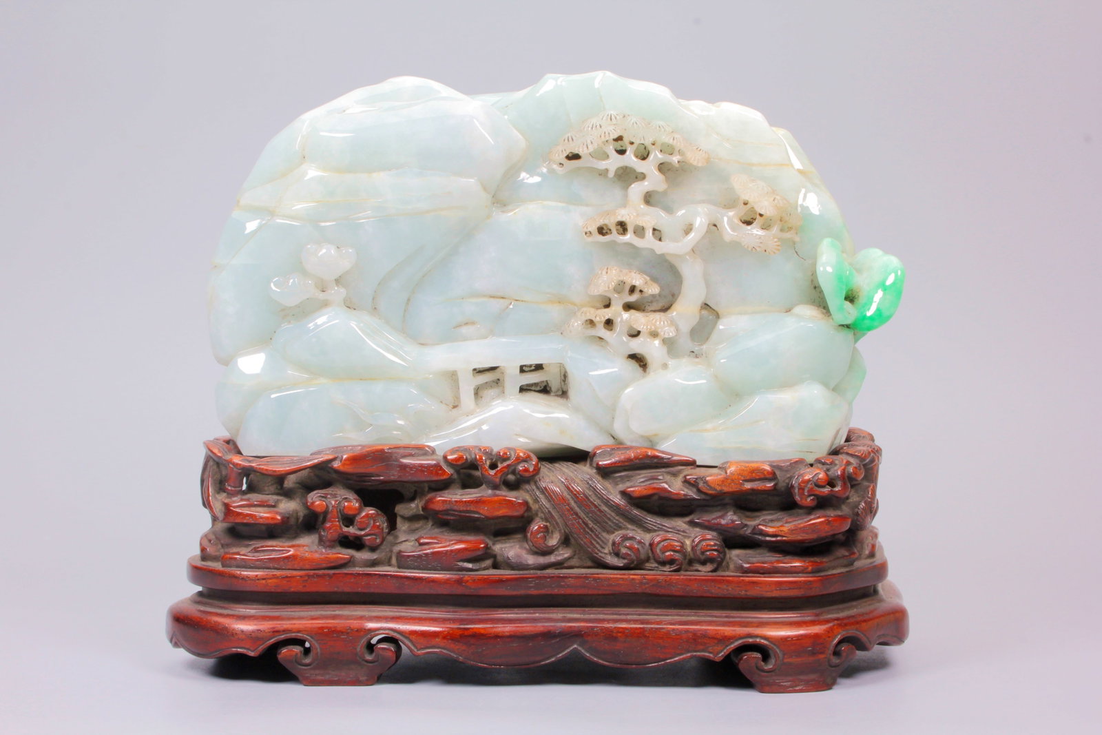 A JADEITE 'LANDSCAPE AND FIGURES' DISPLAY PIECE - 9