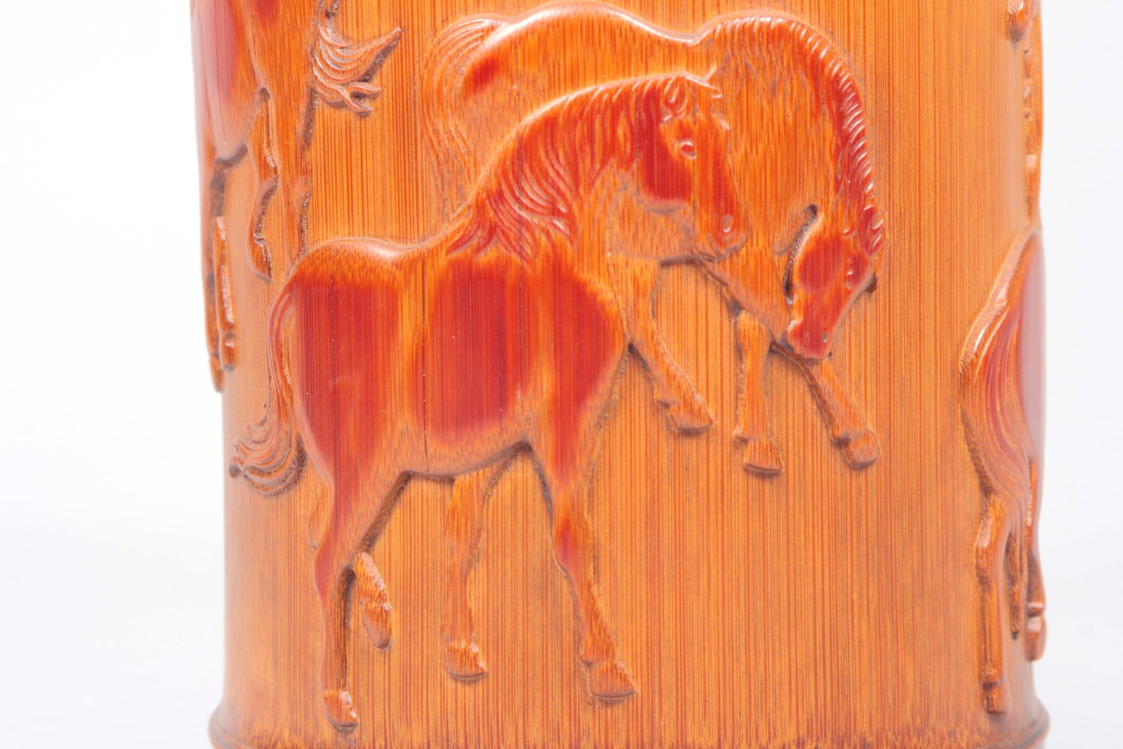 A BAMBOO EIGHT HORSES BRUSHPOT - 5