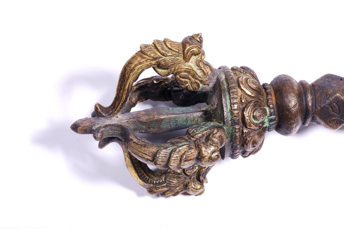 A GILT-BRONZE PHURBA - 6