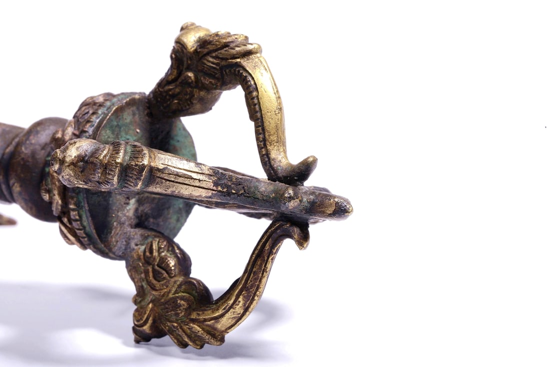 A GILT-BRONZE PHURBA - 7