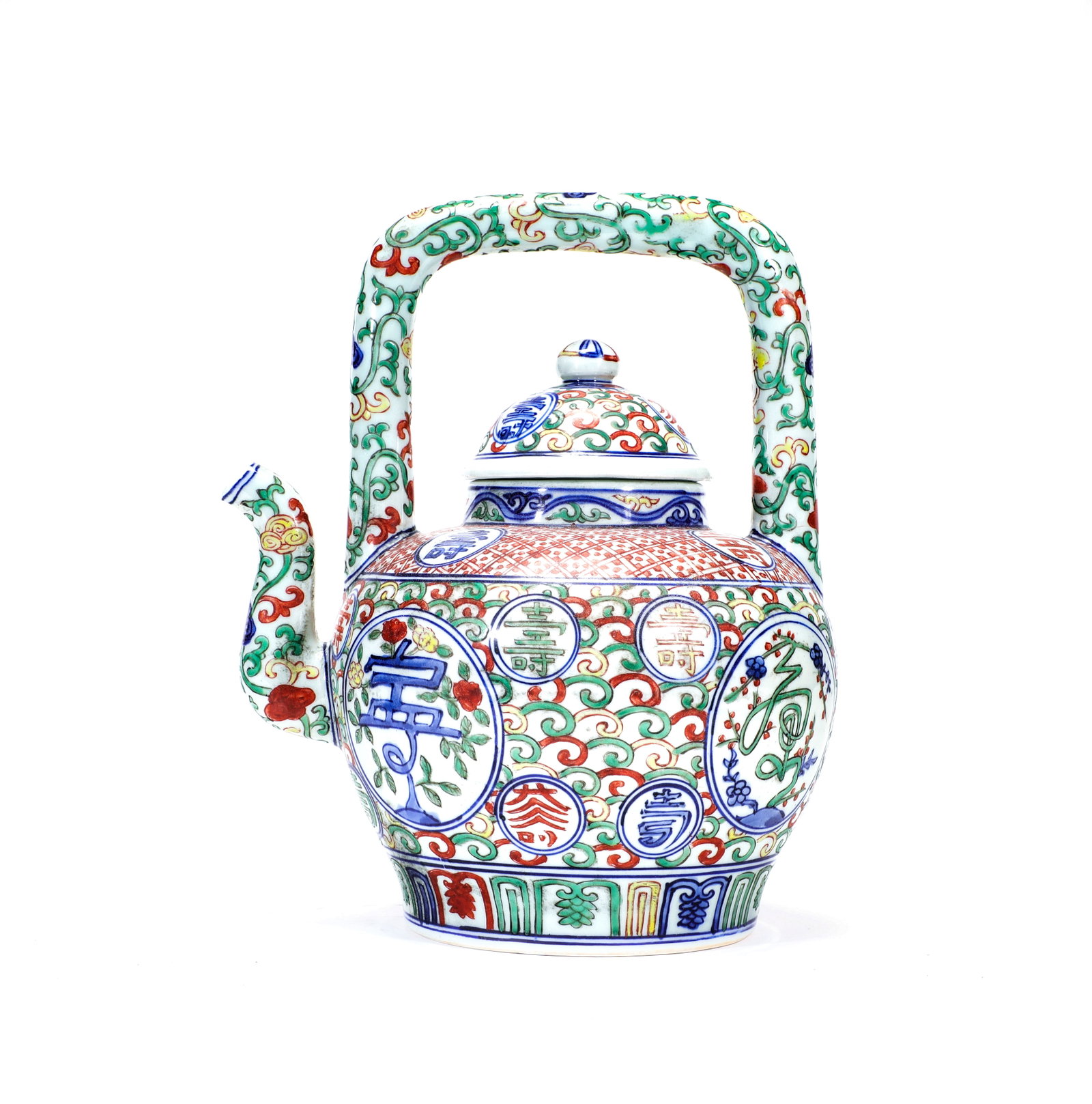 A WUCAI LONGEVITY CHARACTER LARGE JAR: A WUCAI LONGEVITY CHARACTER LARGE JAR Size:Width:24cm,Height:29cm